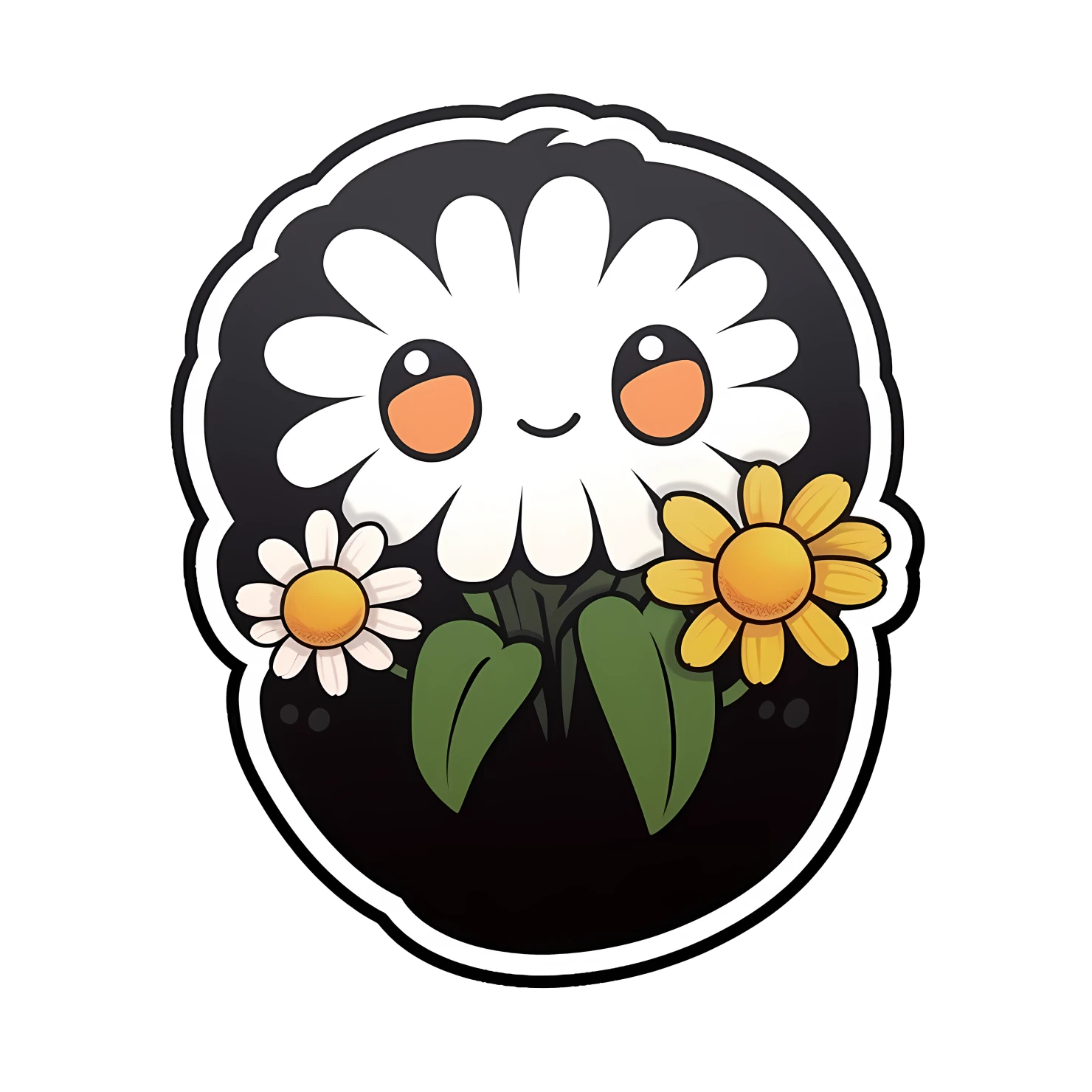 Kawaii daisy sticker isolated on transparent background #24580