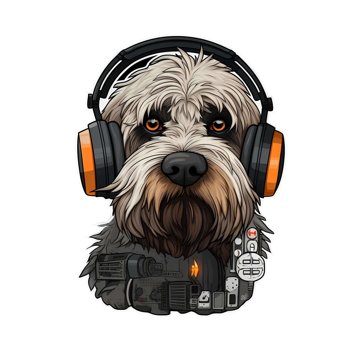 Kawaii cyberpunk dog sticker isolated on transparent background #24623