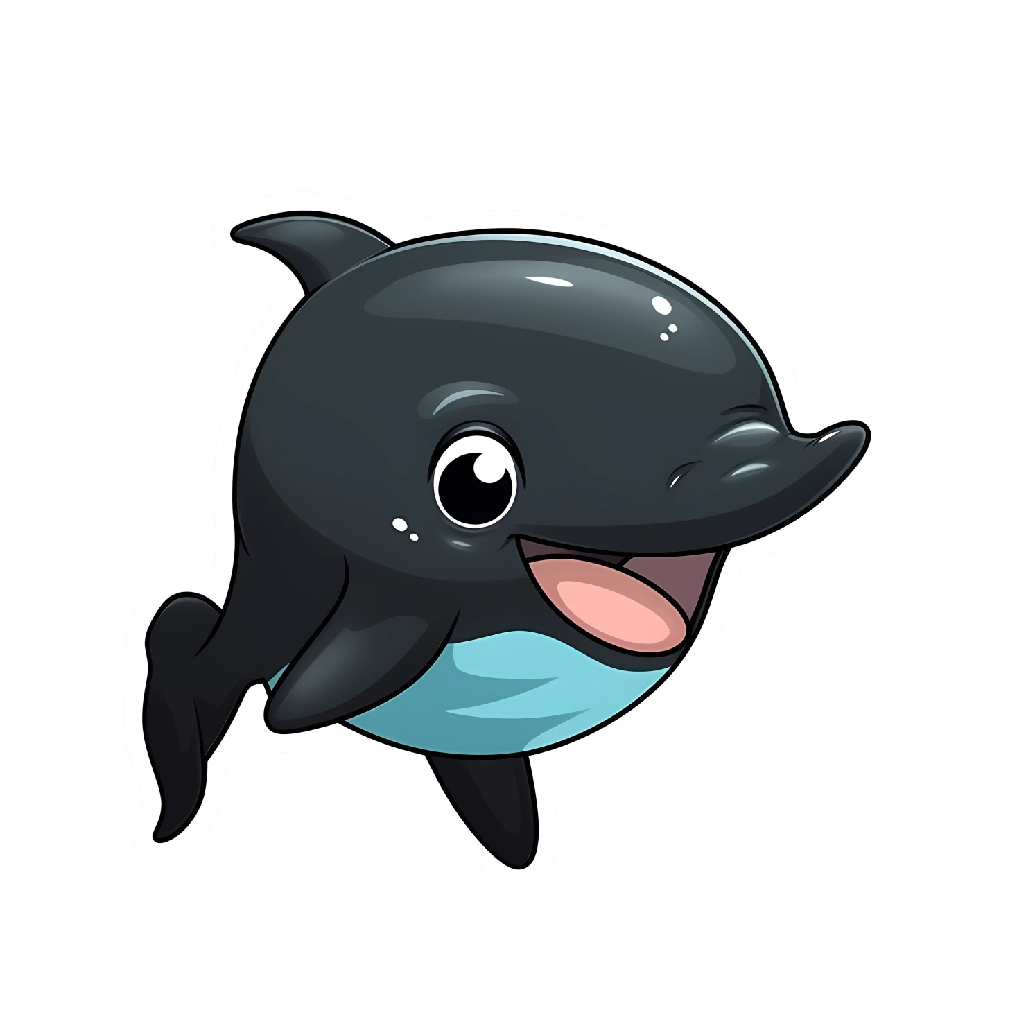 Kawaii dolphin sticker isolated on transparent background #24655