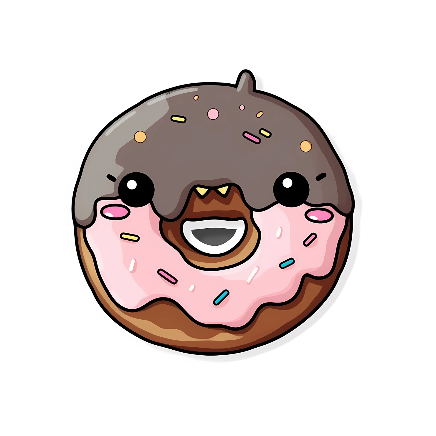 Kawaii donut sticker isolated on transparent background #24664