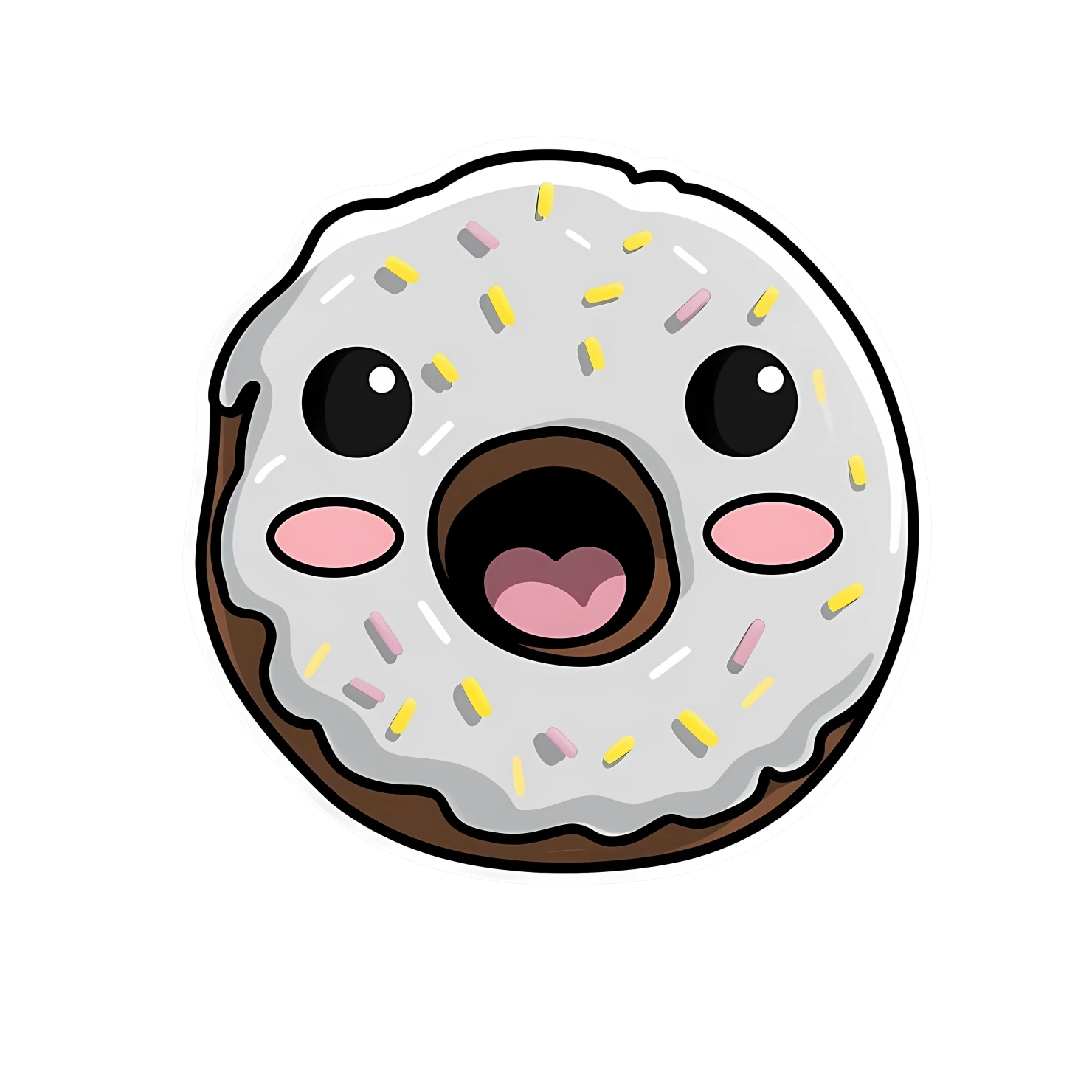 Kawaii donut sticker isolated on transparent background #24666