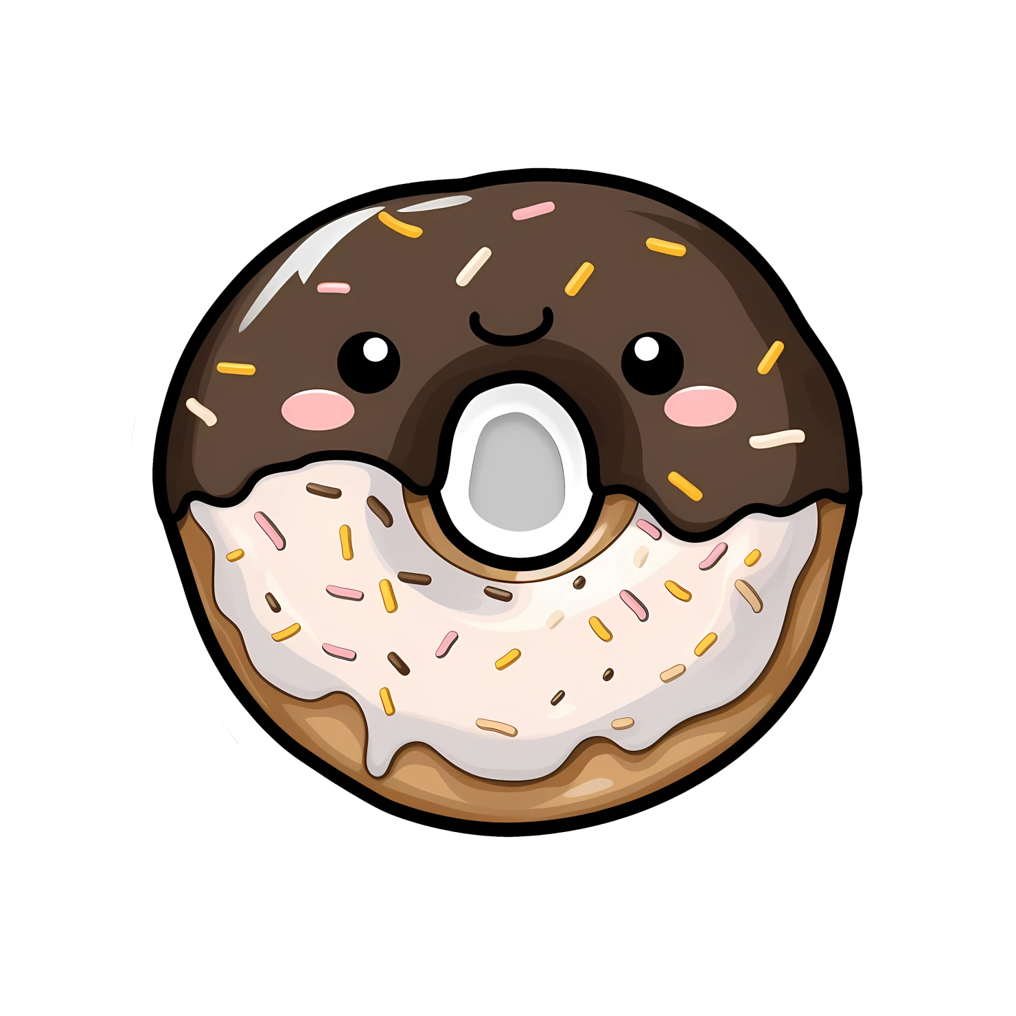 Kawaii donut sticker isolated on transparent background #24672