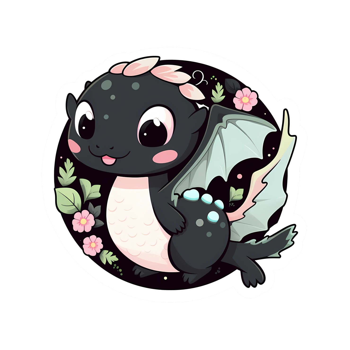 Kawaii dragon sticker isolated on transparent background #24674