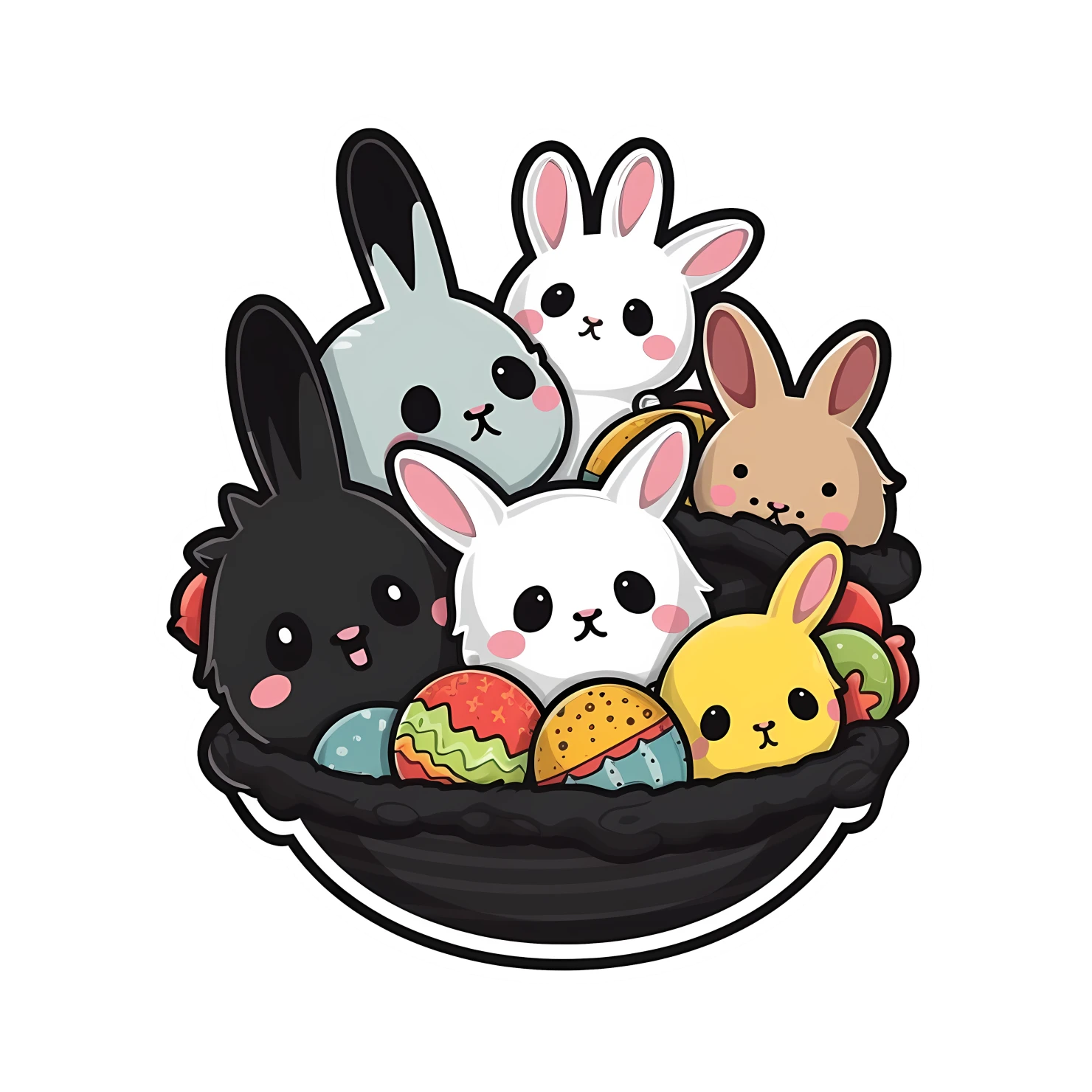 Kawaii Easter sticker isolated on transparent background #24732