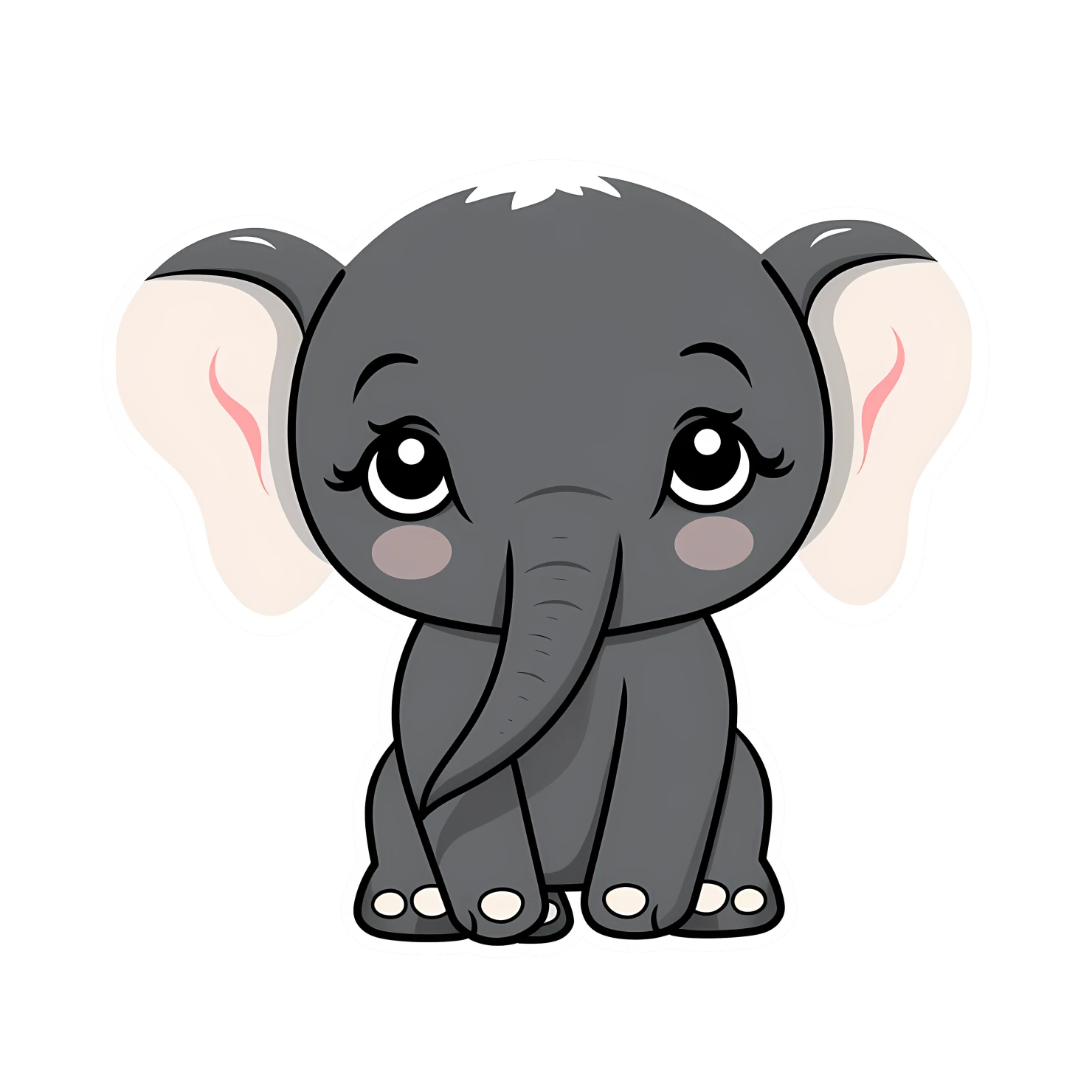 Kawaii elephant sticker isolated on transparent background #24747