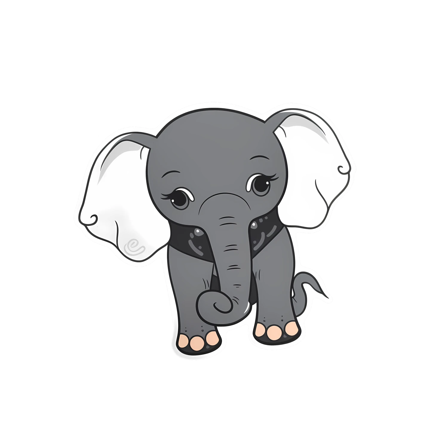 Kawaii elephant sticker isolated on transparent background #24749