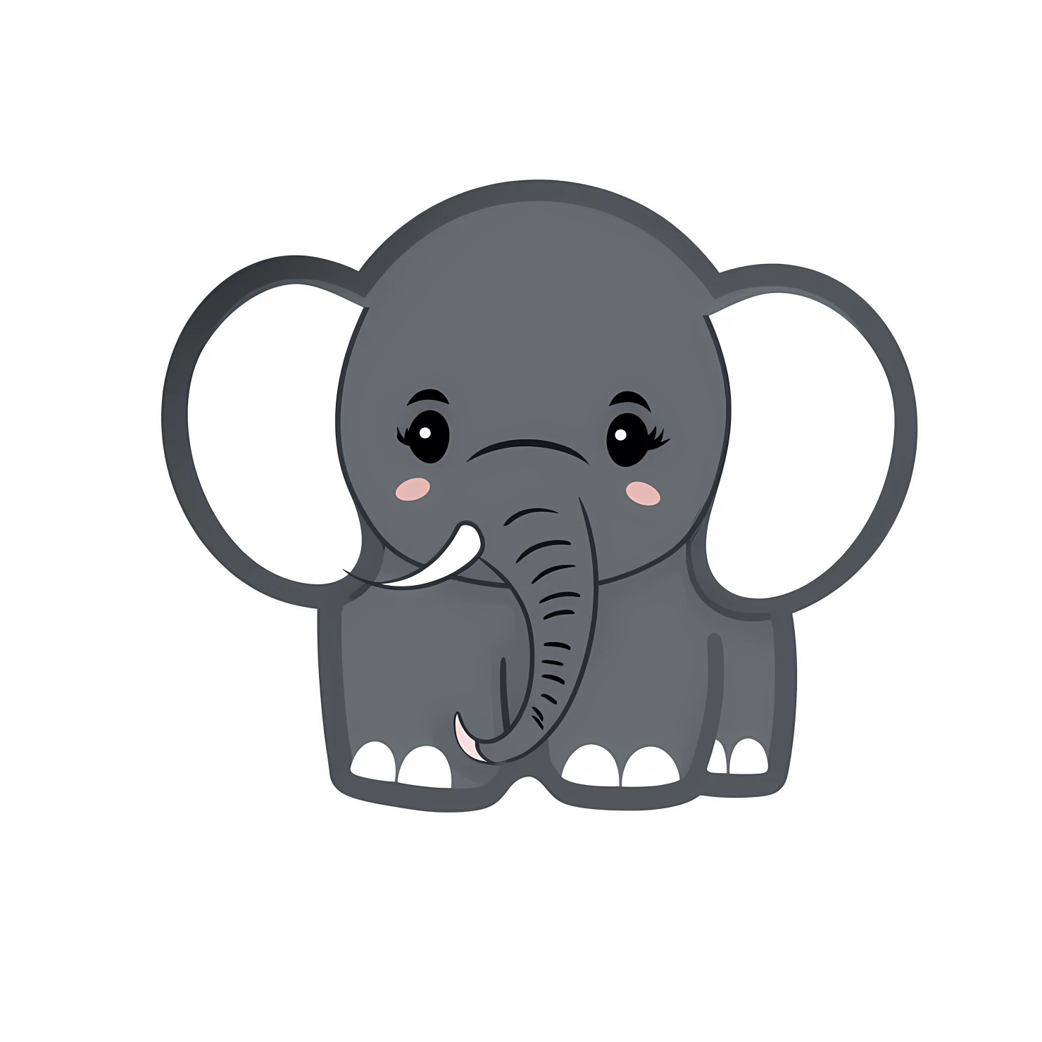 Kawaii elephant sticker isolated on transparent background #24751