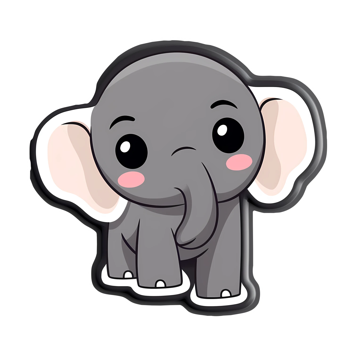Kawaii elephant sticker isolated on transparent background #24756
