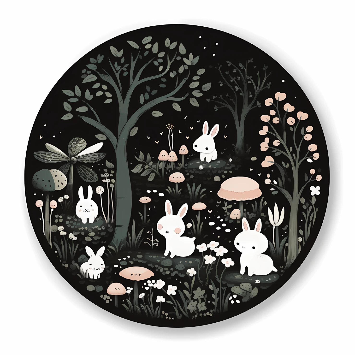 Kawaii enchanted forest sticker isolated on transparent background #24766