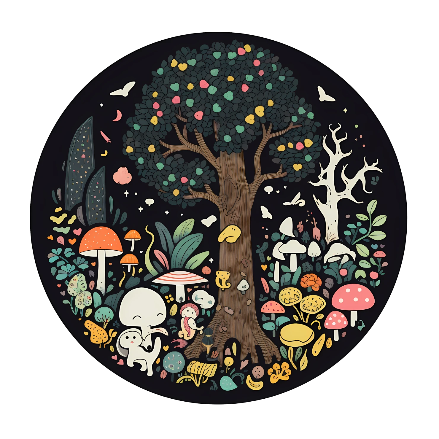 Kawaii enchanted forest sticker isolated on transparent background #24768