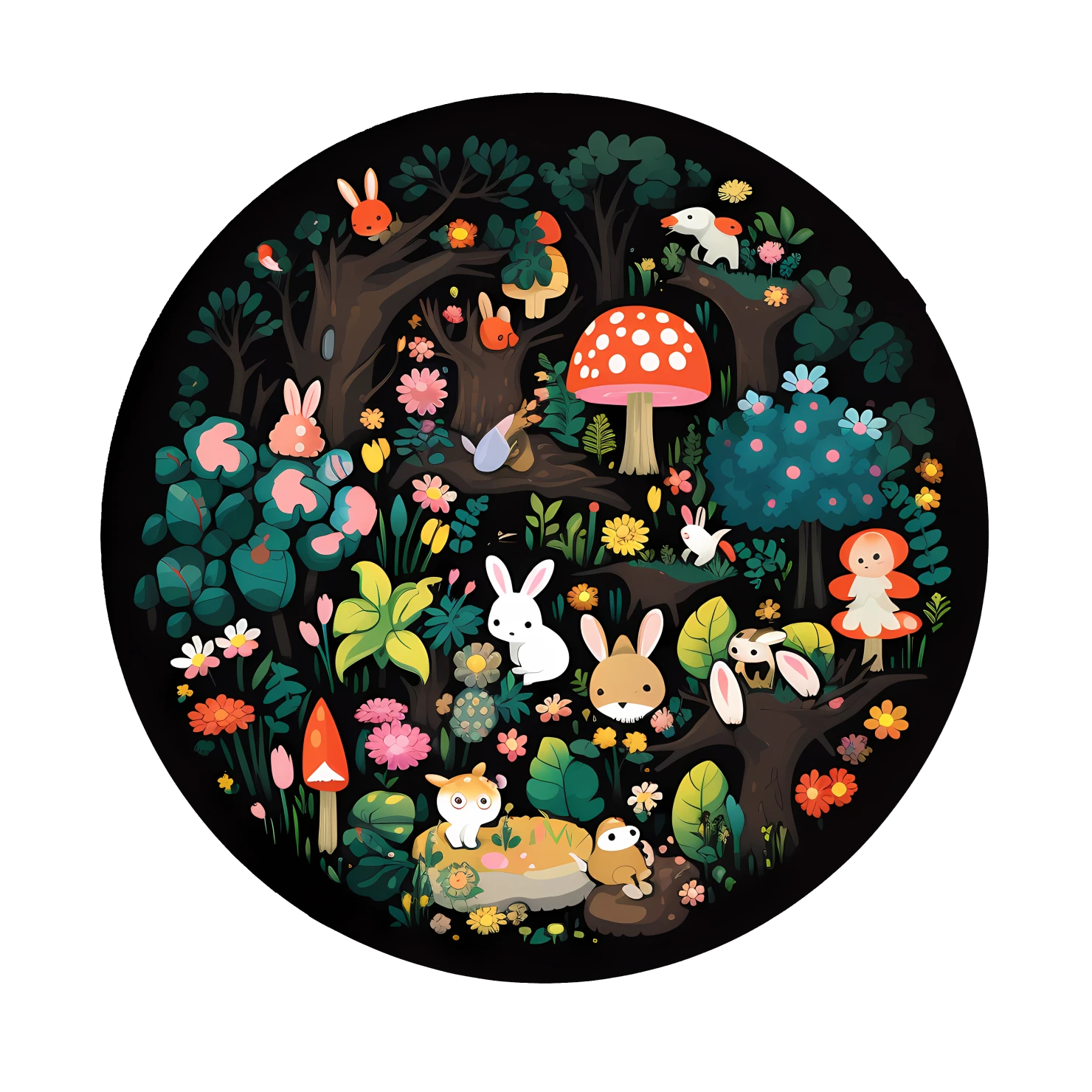 Kawaii enchanted forest sticker isolated on transparent background #24770