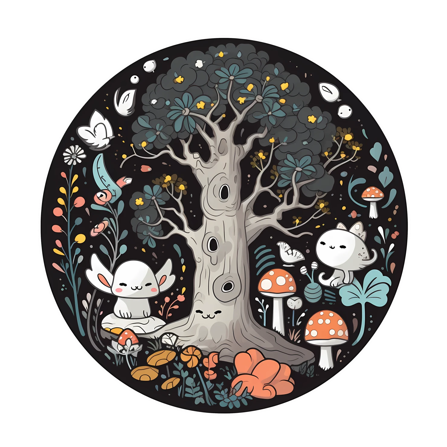 Kawaii enchanted forest sticker isolated on transparent background #24771