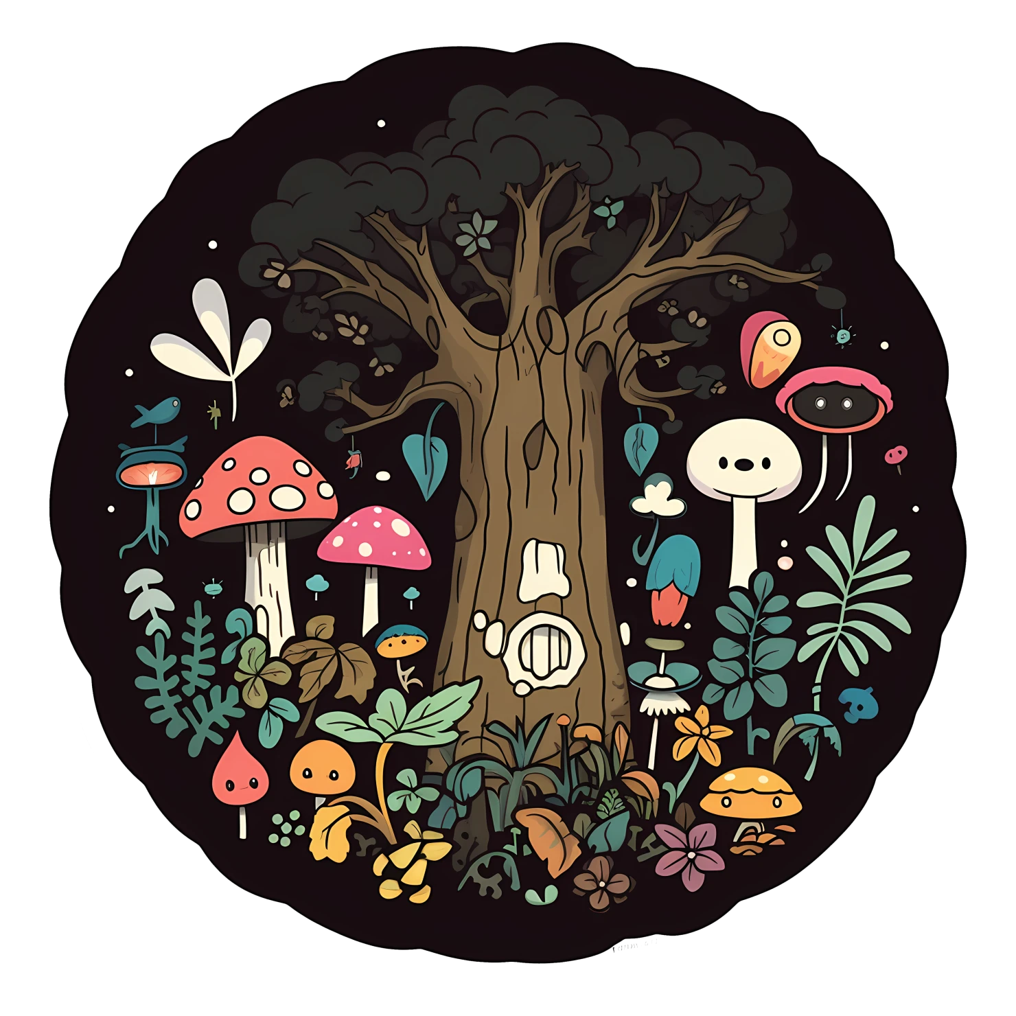 Kawaii enchanted forest sticker isolated on transparent background #24774