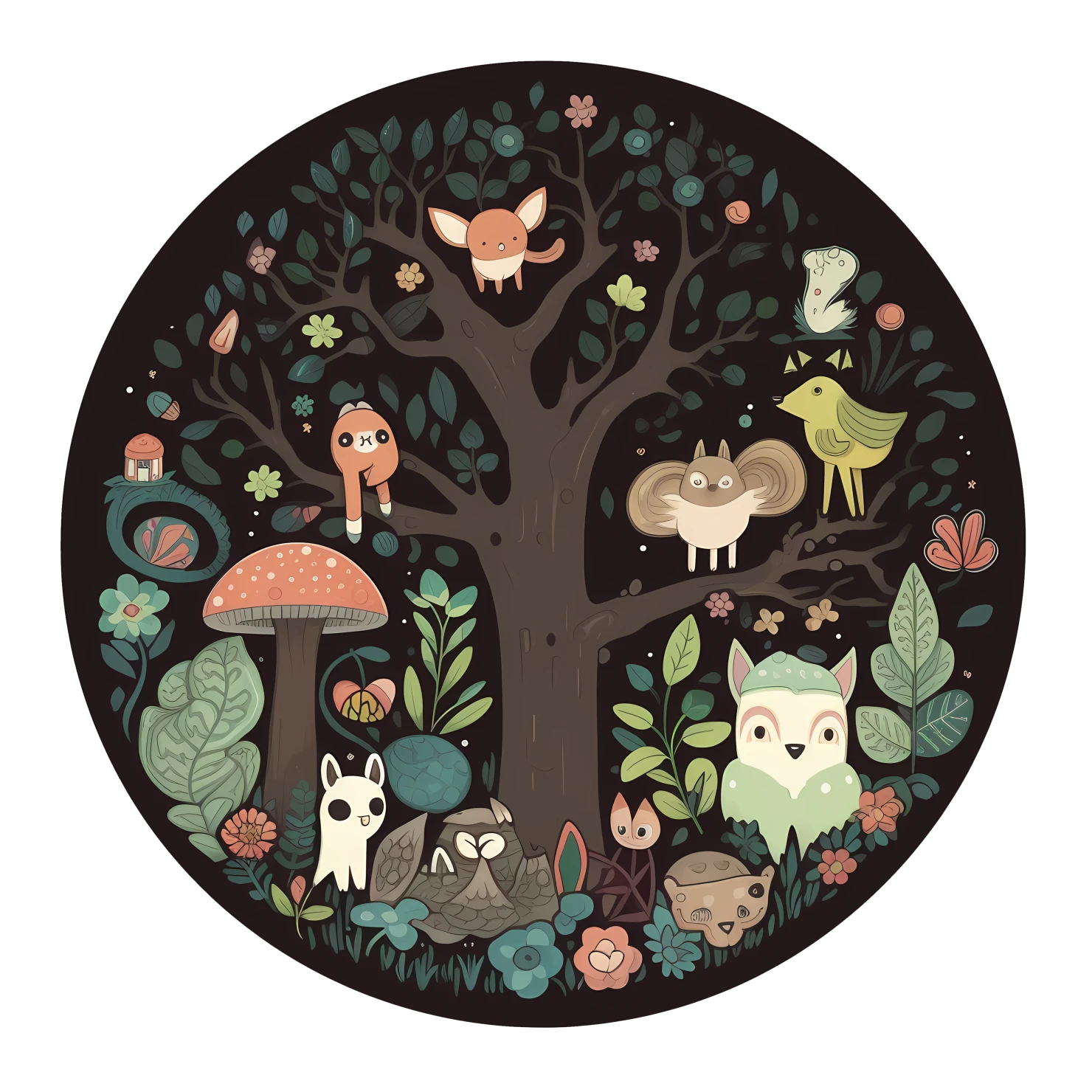 Kawaii enchanted forest sticker isolated on transparent background #24776