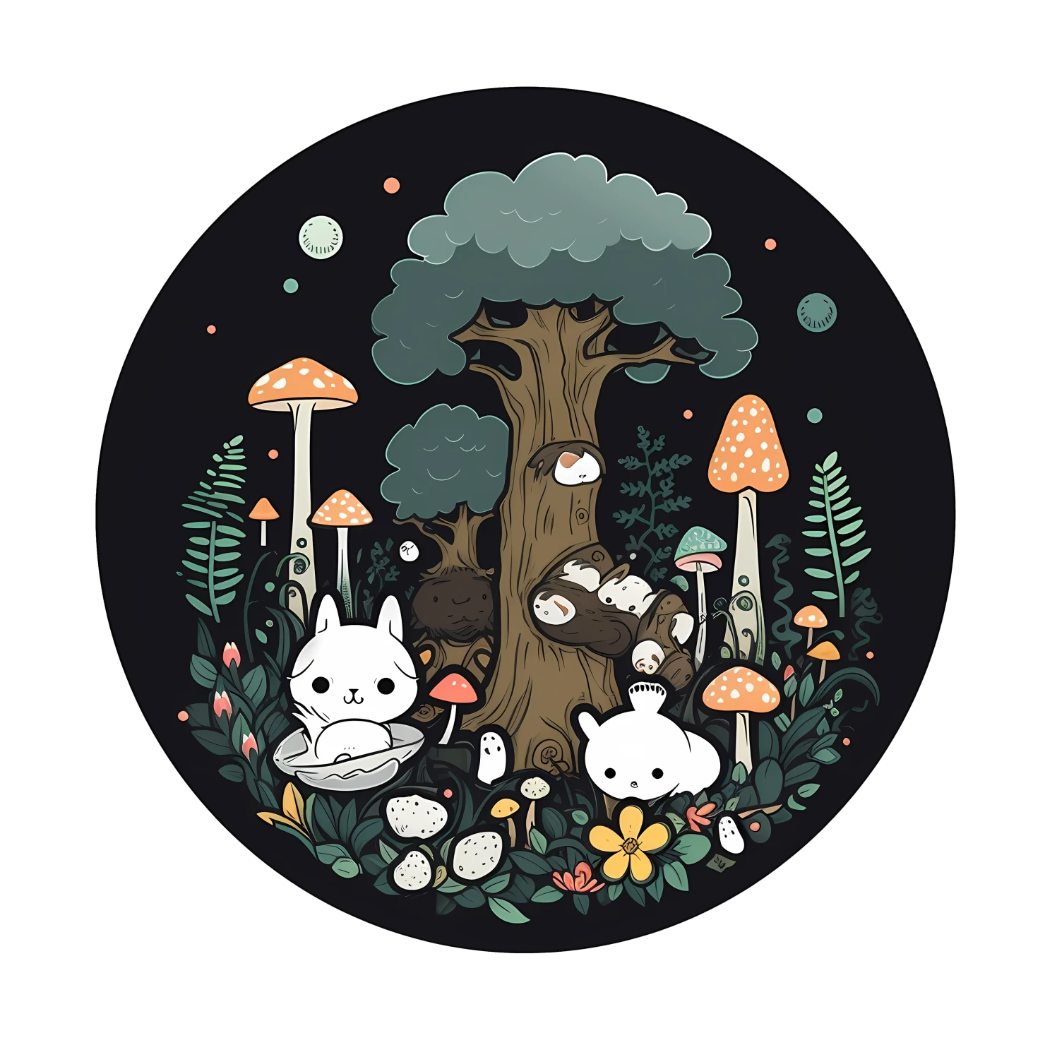 Kawaii enchanted forest sticker isolated on transparent background #24777