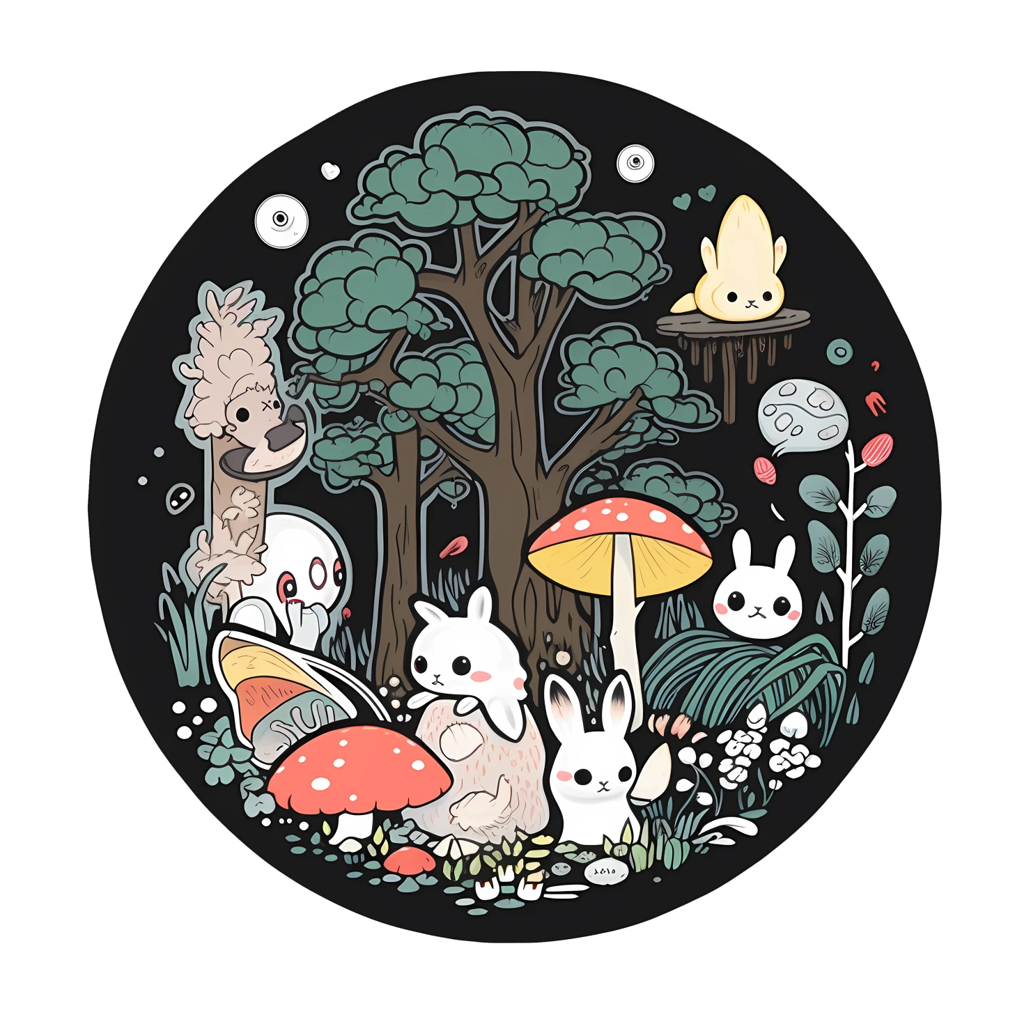 Kawaii enchanted forest sticker isolated on transparent background #24778