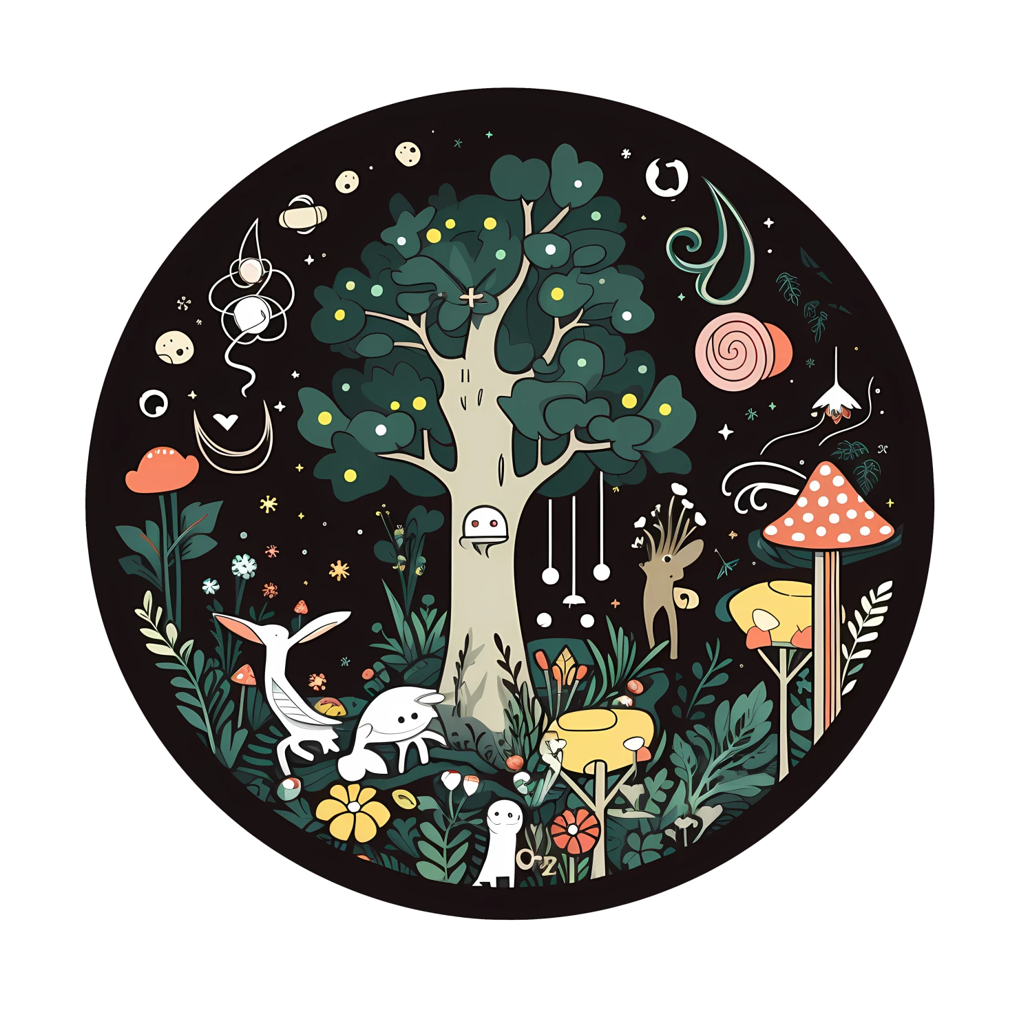 Kawaii enchanted forest sticker isolated on transparent background #24779