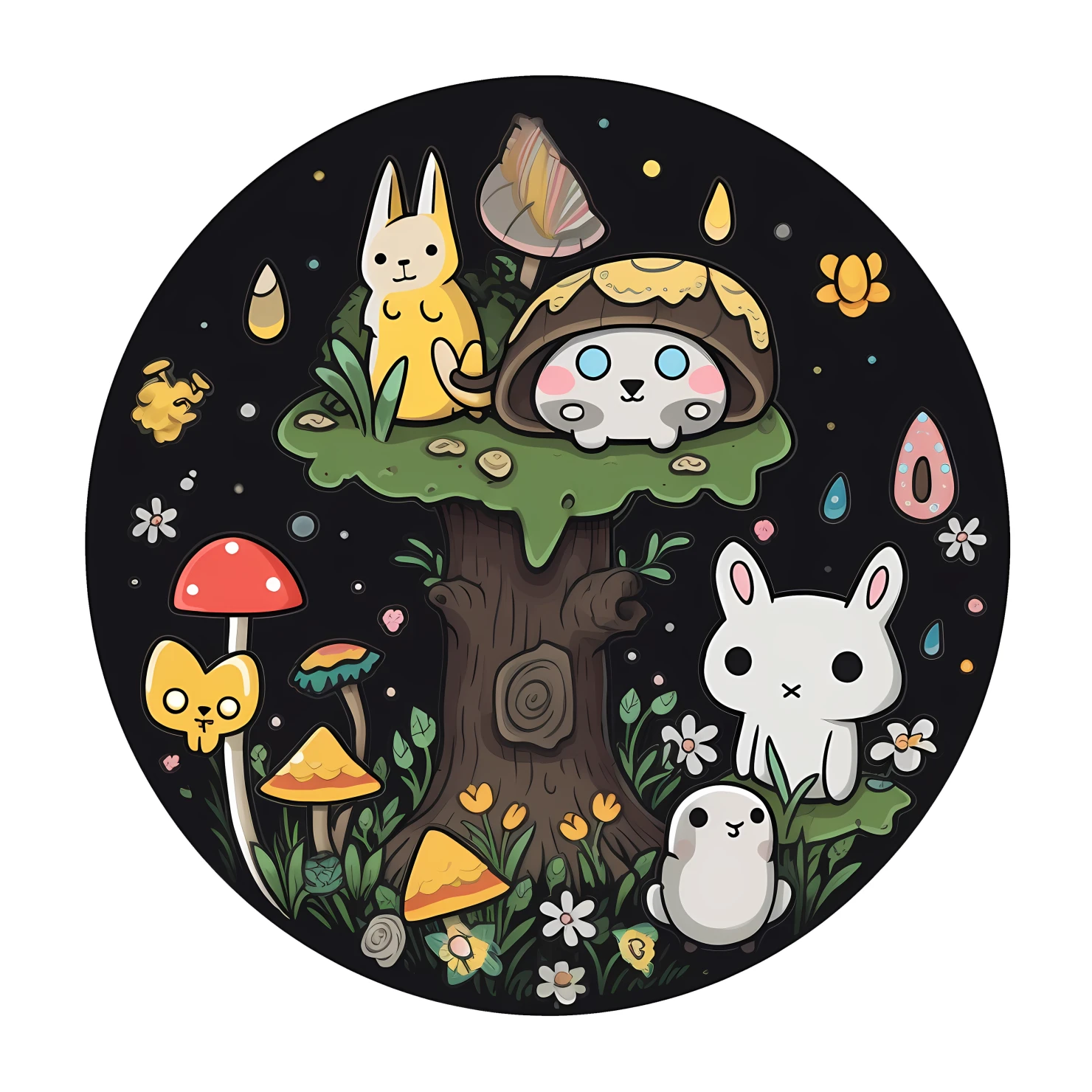 Kawaii enchanted forest sticker isolated on transparent background #24780