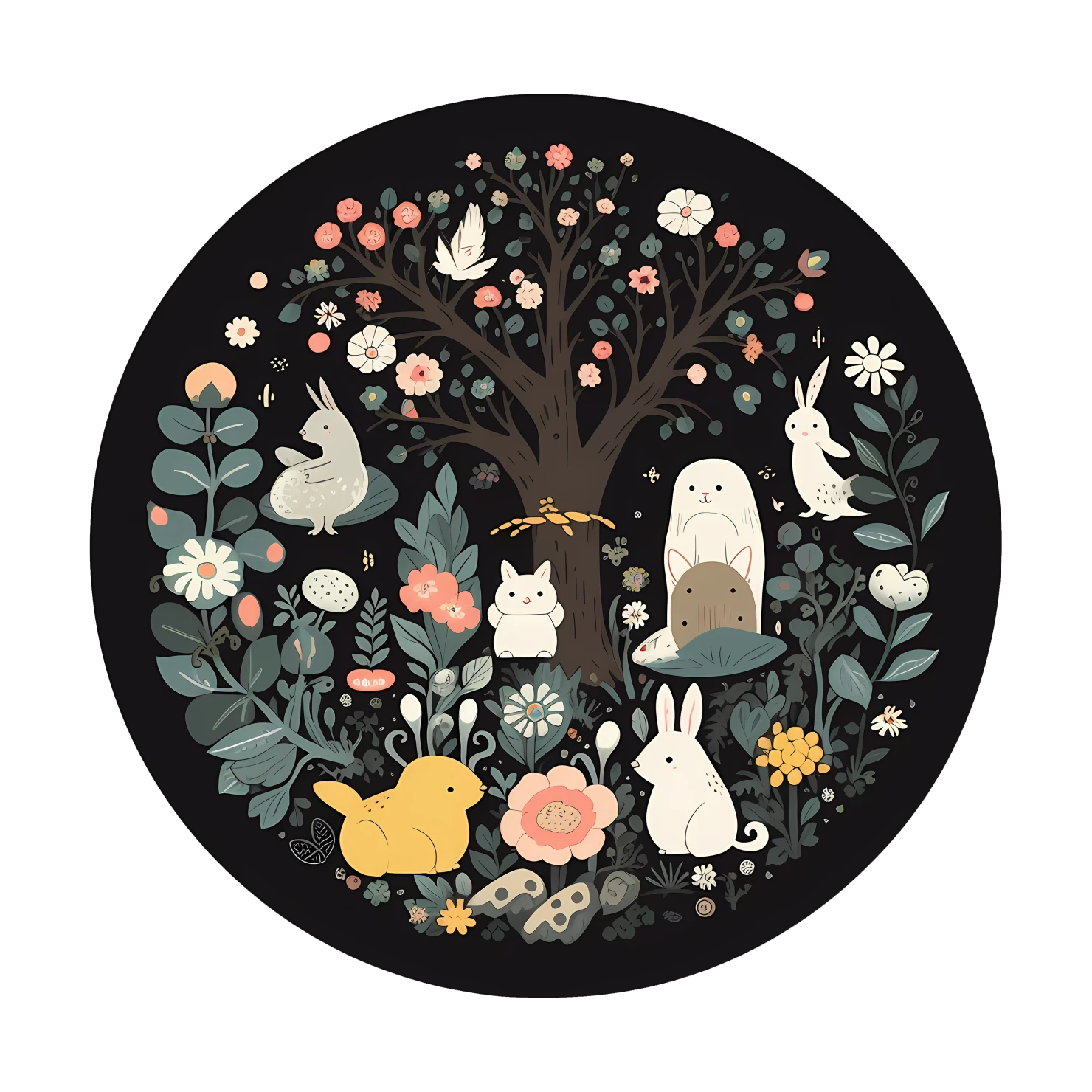Kawaii enchanted forest sticker isolated on transparent background #24782