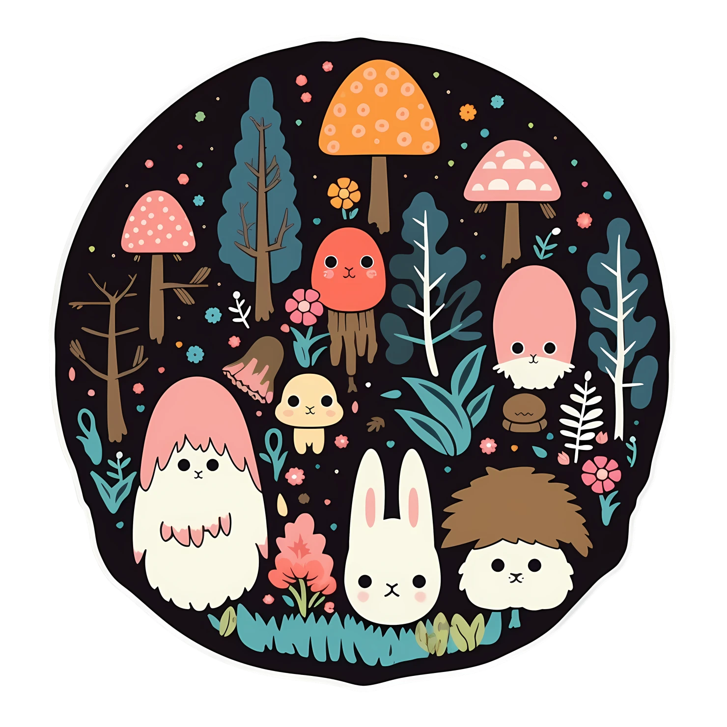 Kawaii enchanted forest sticker isolated on transparent background #24783