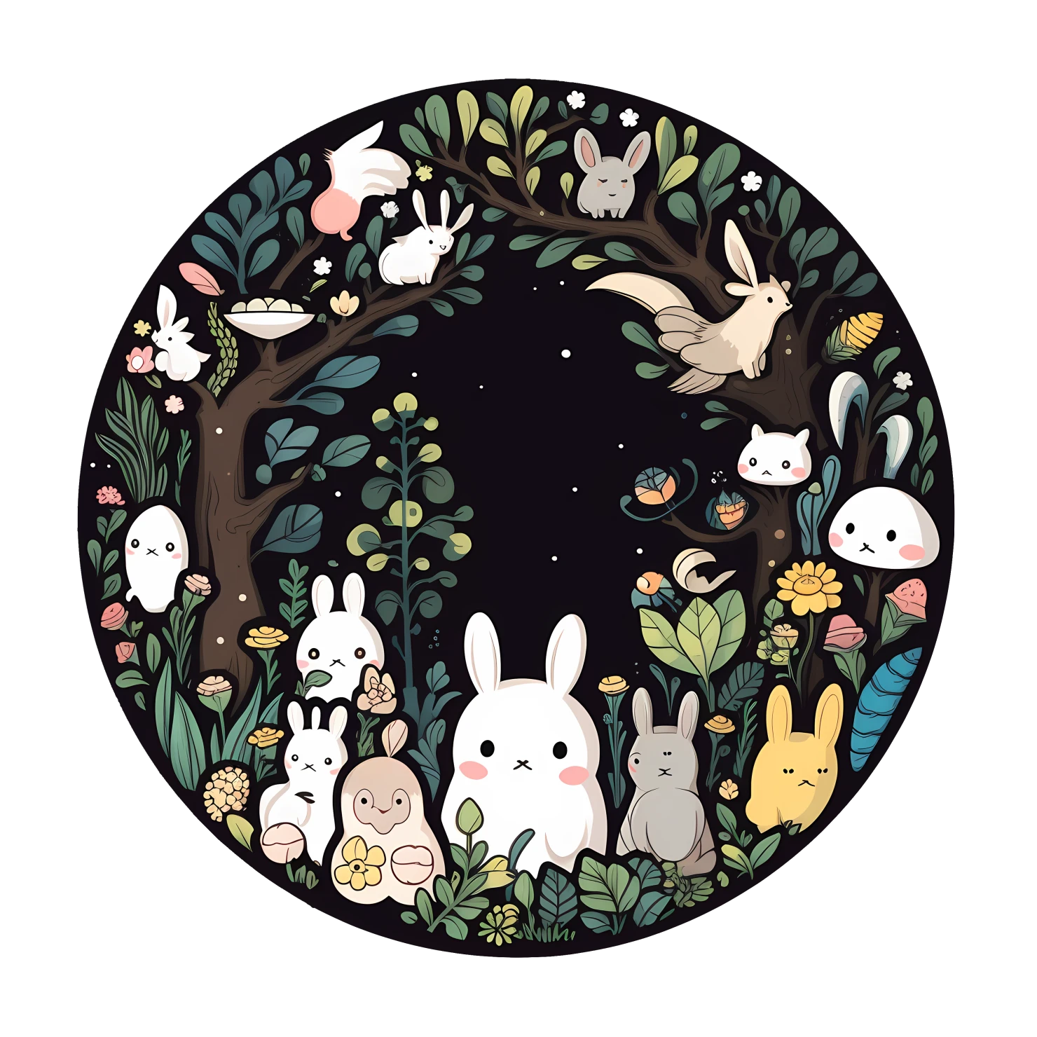 Kawaii enchanted forest sticker isolated on transparent background #24784