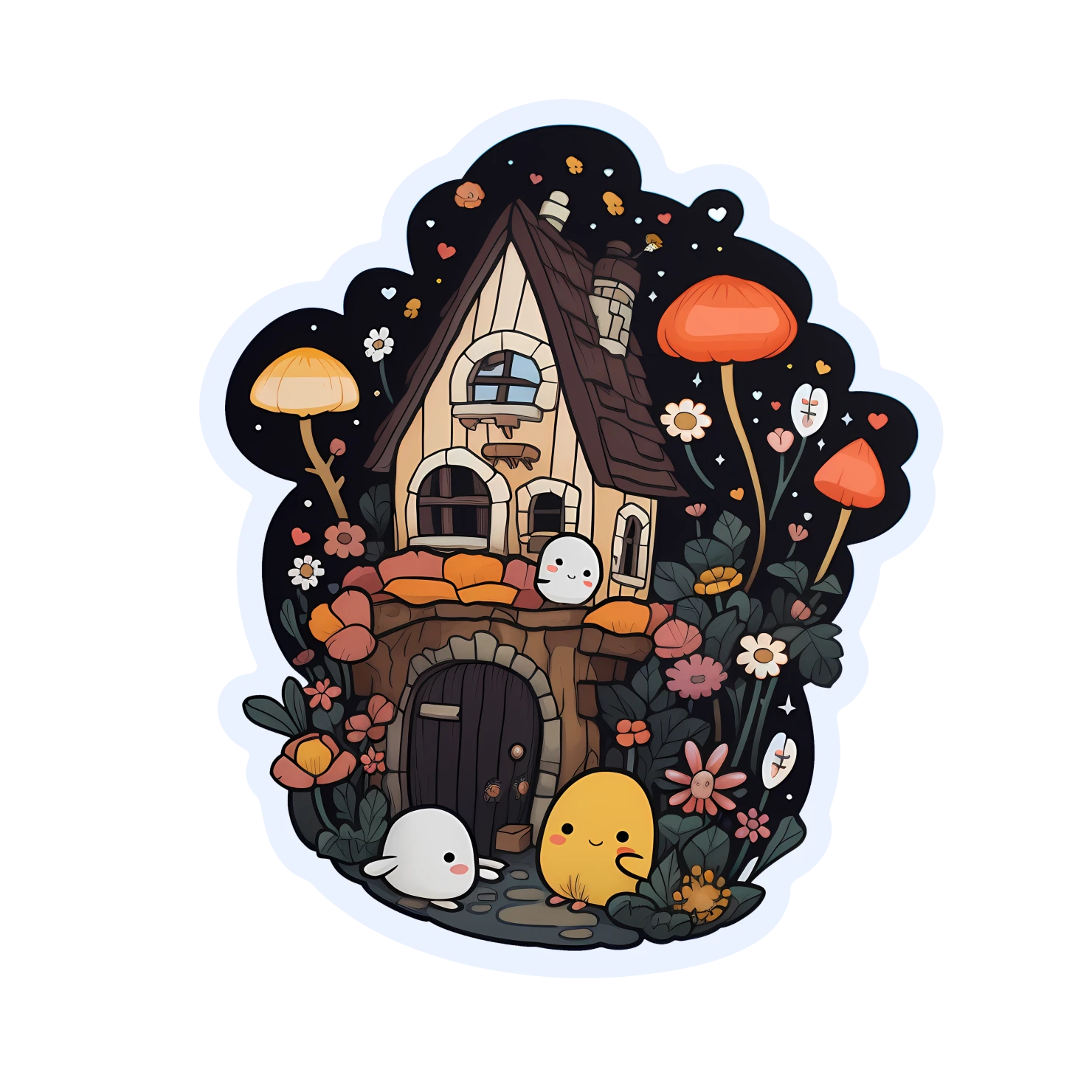 Kawaii fairy house sticker isolated on transparent background #24838