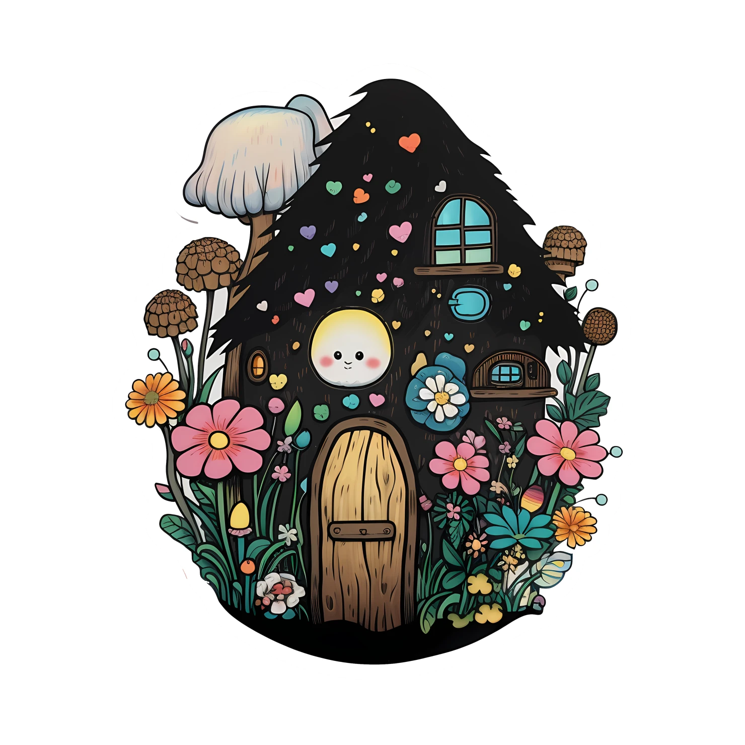 Kawaii fairy house sticker isolated on transparent background #24843