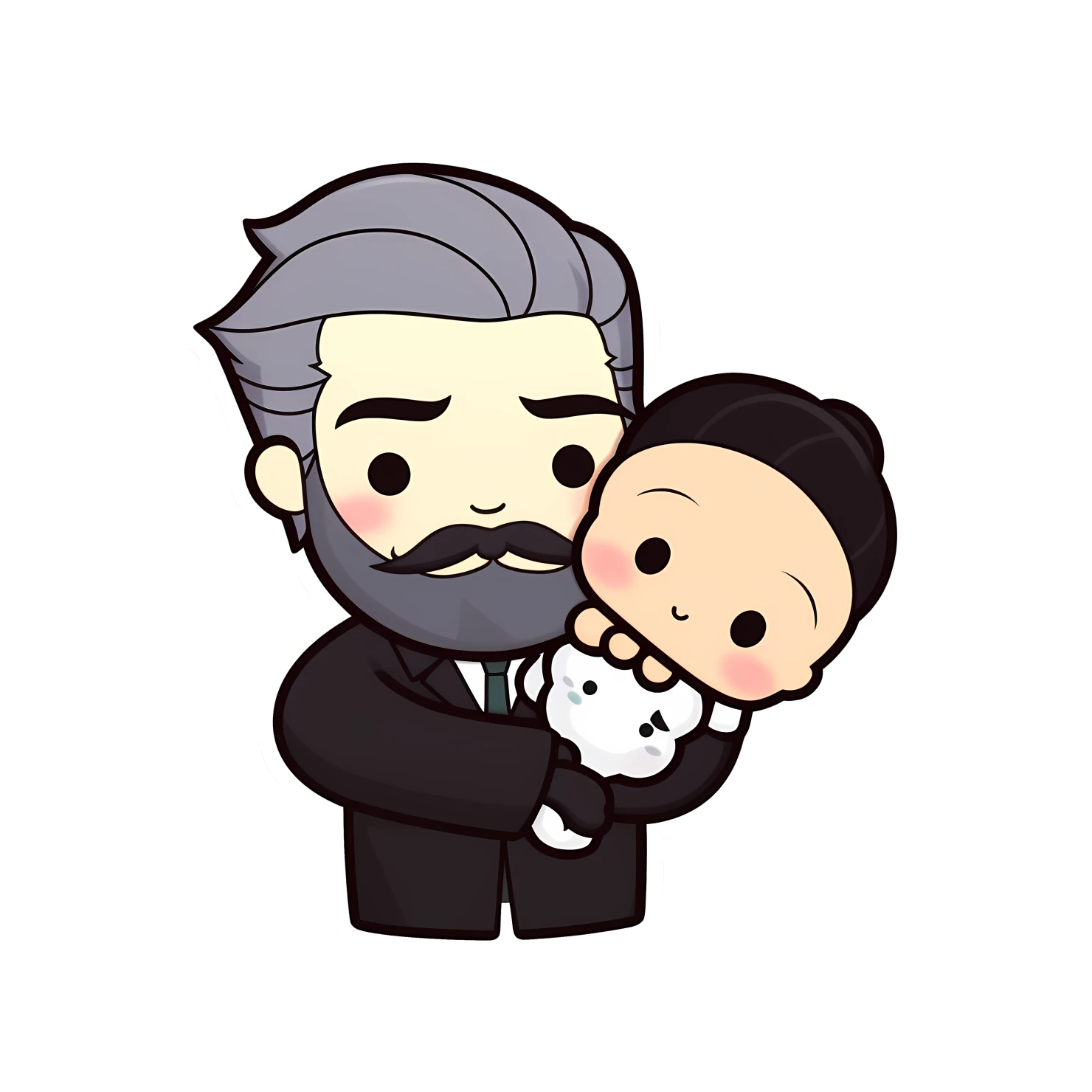 Kawaii fathers day sticker isolated on transparent background #24858