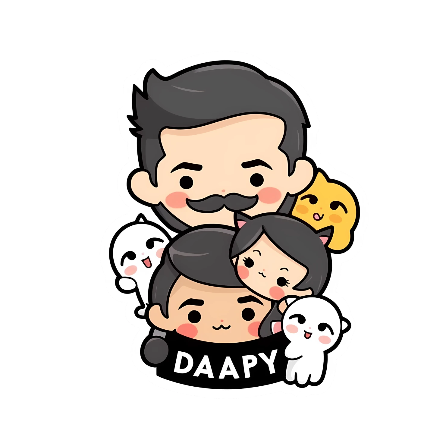 Kawaii fathers day sticker isolated on transparent background #24859
