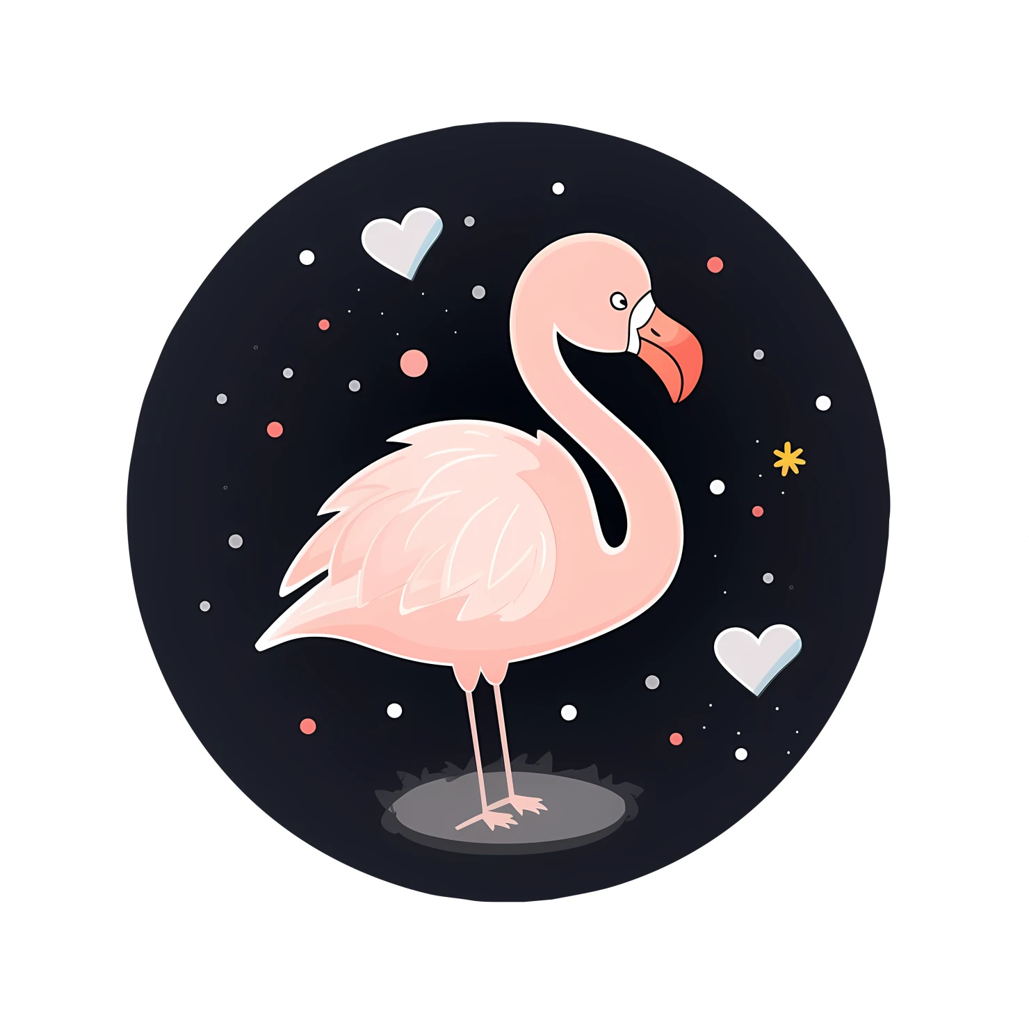 Kawaii flamingo sticker isolated on transparent background #24919