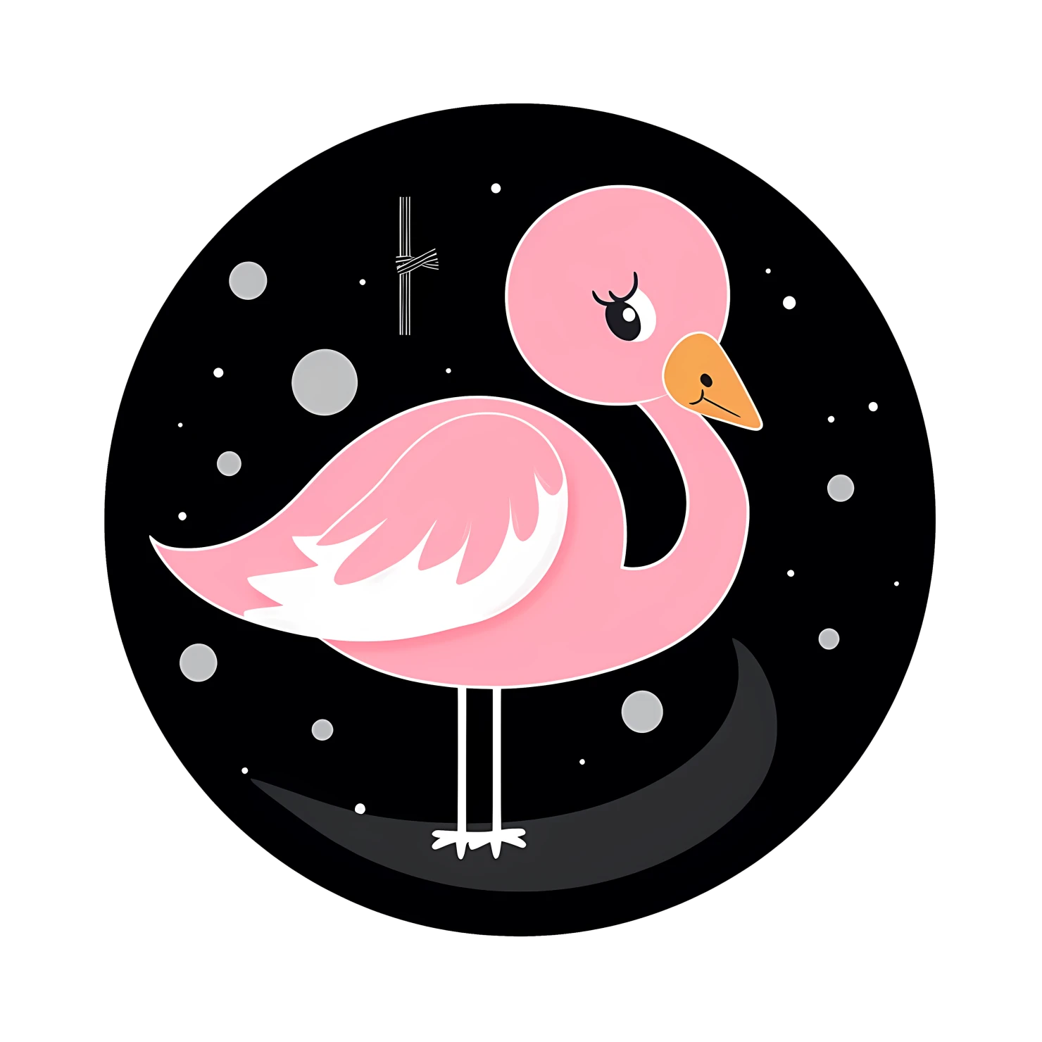 Kawaii flamingo sticker isolated on transparent background #24923