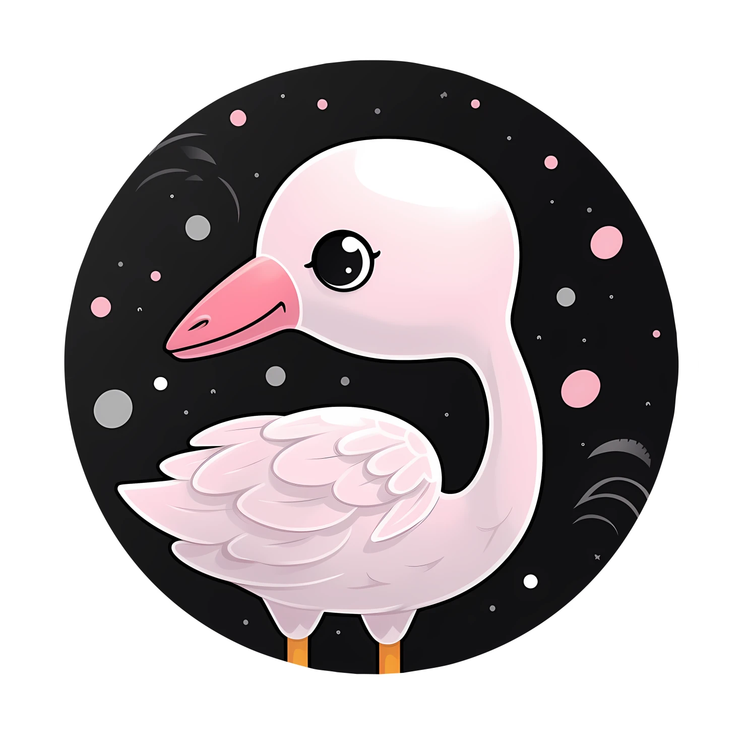 Kawaii flamingo sticker isolated on transparent background #24930