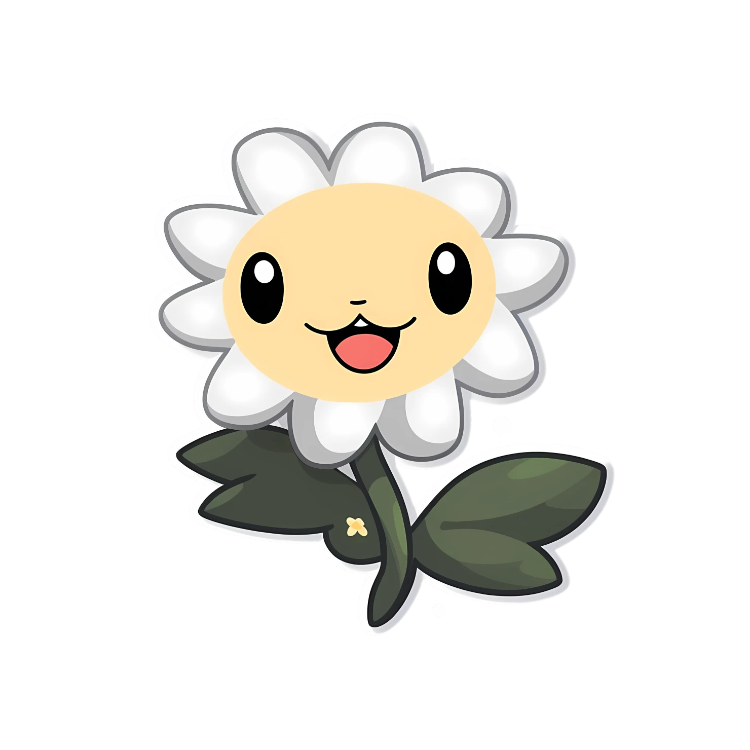 Kawaii flower sticker isolated on transparent background #24932