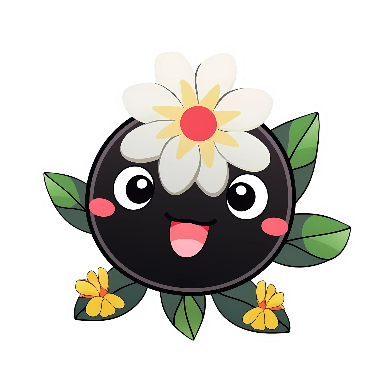 Kawaii flower sticker isolated on transparent background #24933
