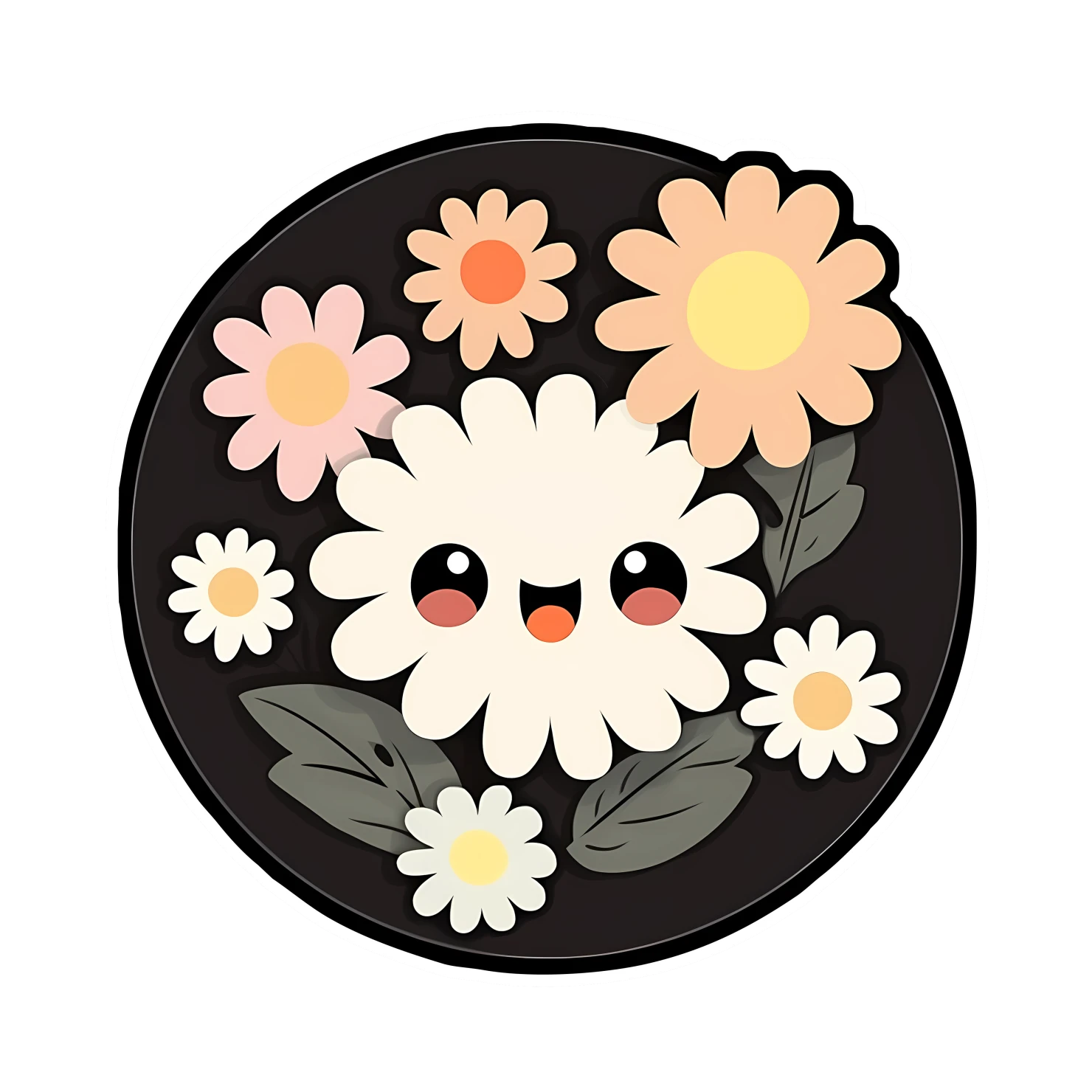 Kawaii flower sticker isolated on transparent background #24934