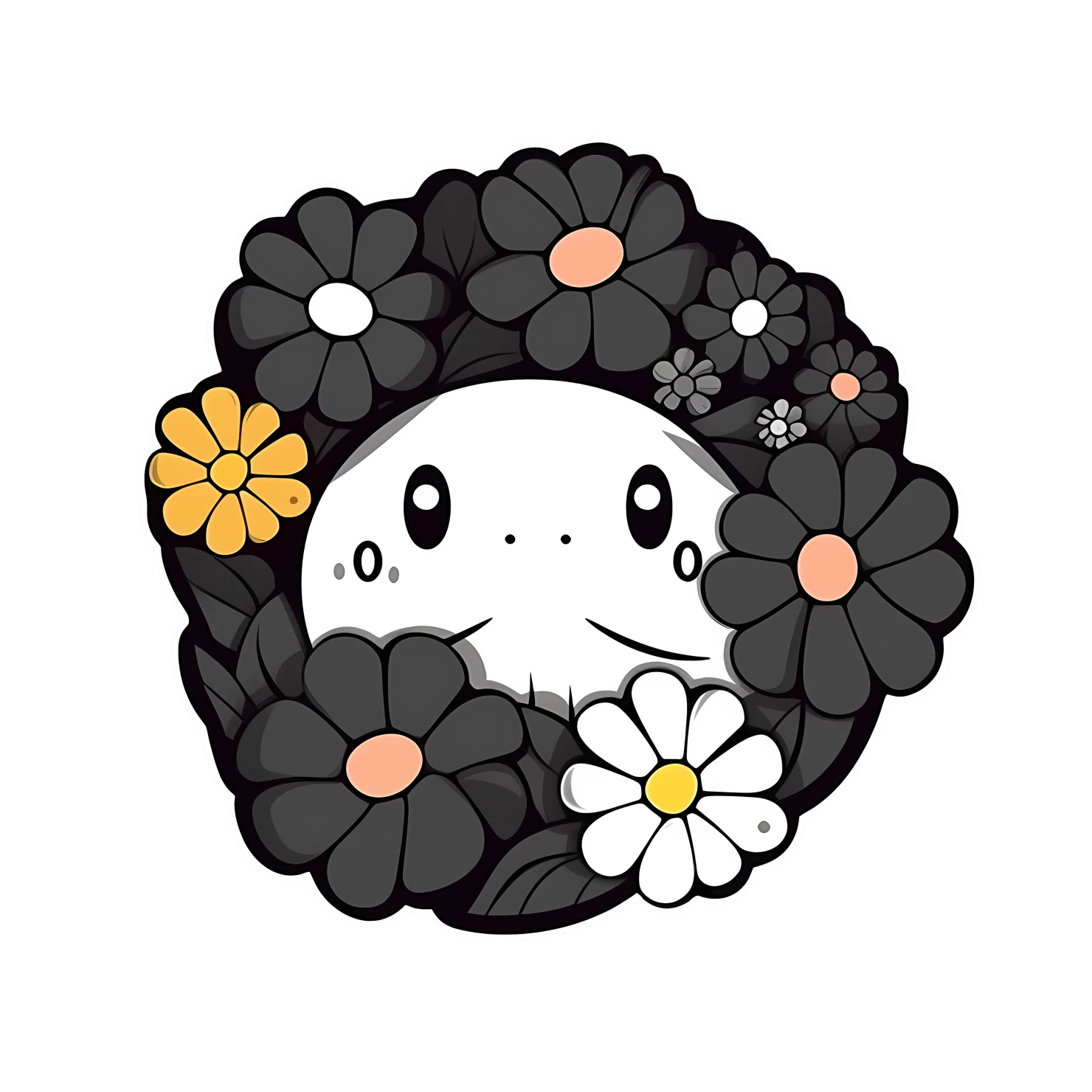 Kawaii flower sticker isolated on transparent background #24935