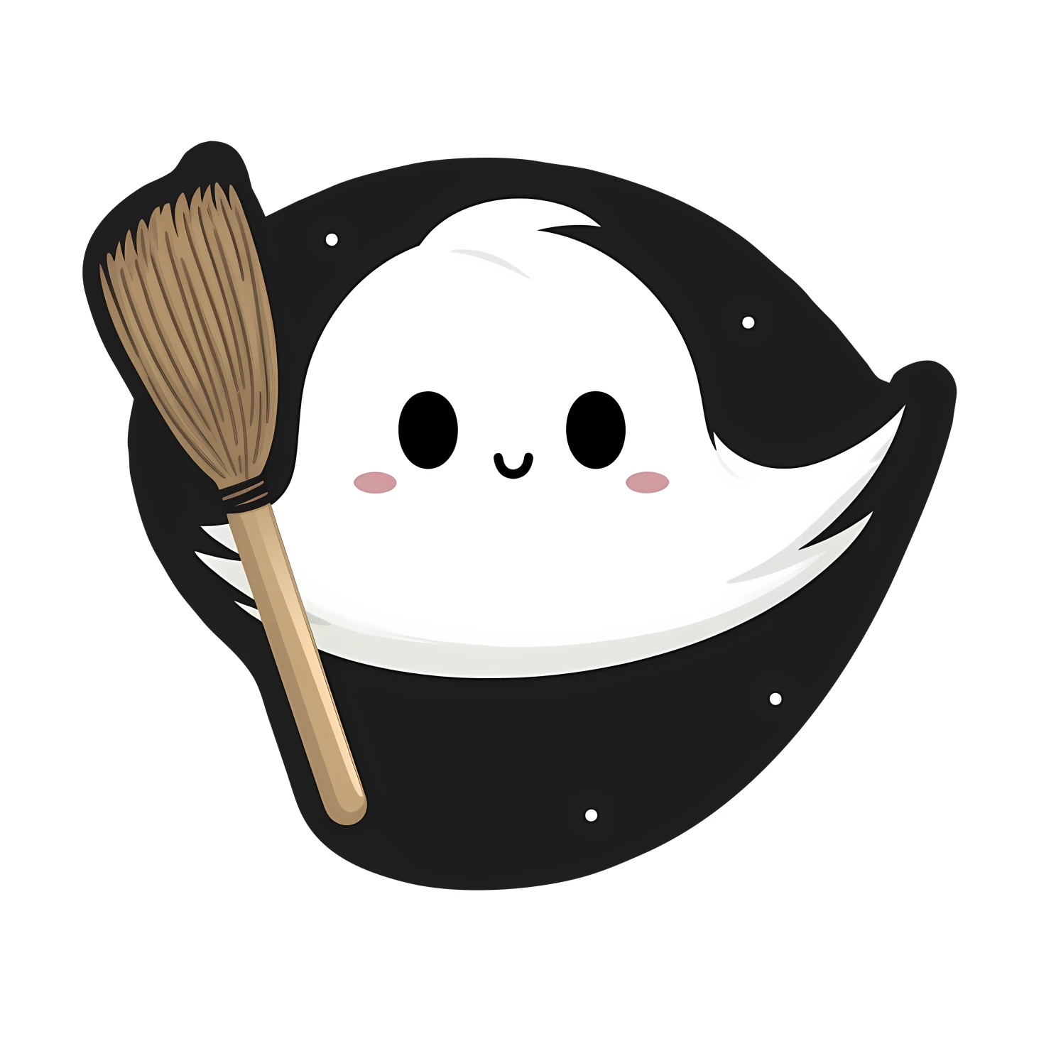Kawaii flying broom sticker isolated on transparent background #24938