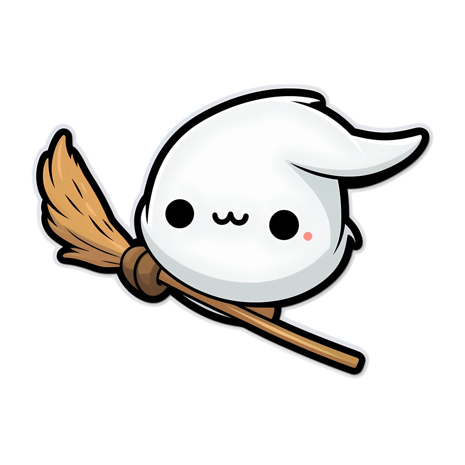 Kawaii flying broom sticker isolated on transparent background #24942