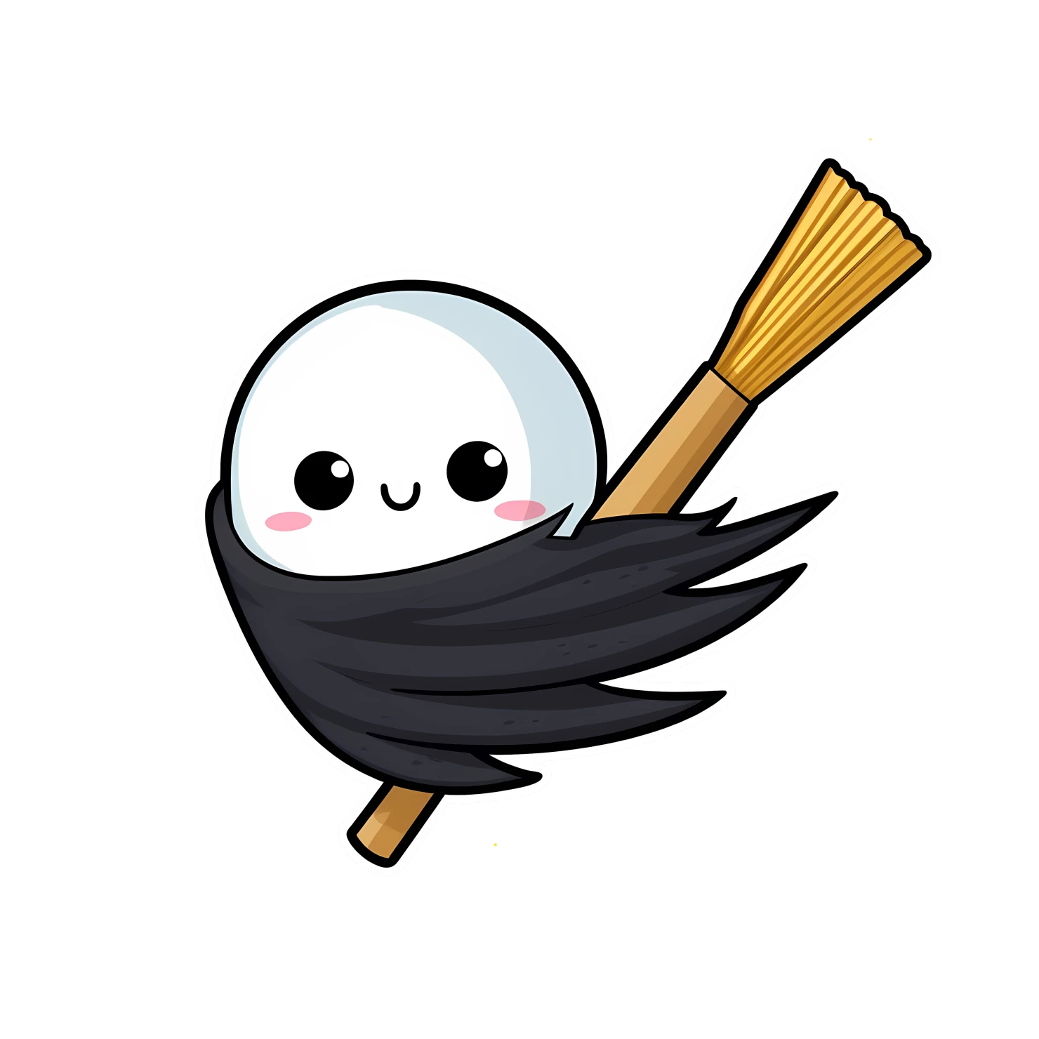 Kawaii flying broom sticker isolated on transparent background #24944