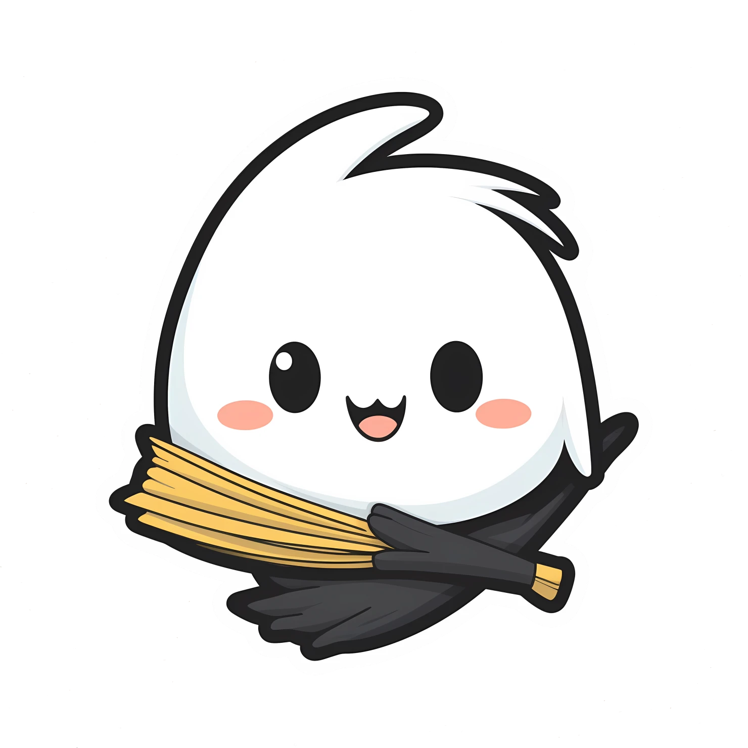 Kawaii flying broom sticker isolated on transparent background #24946