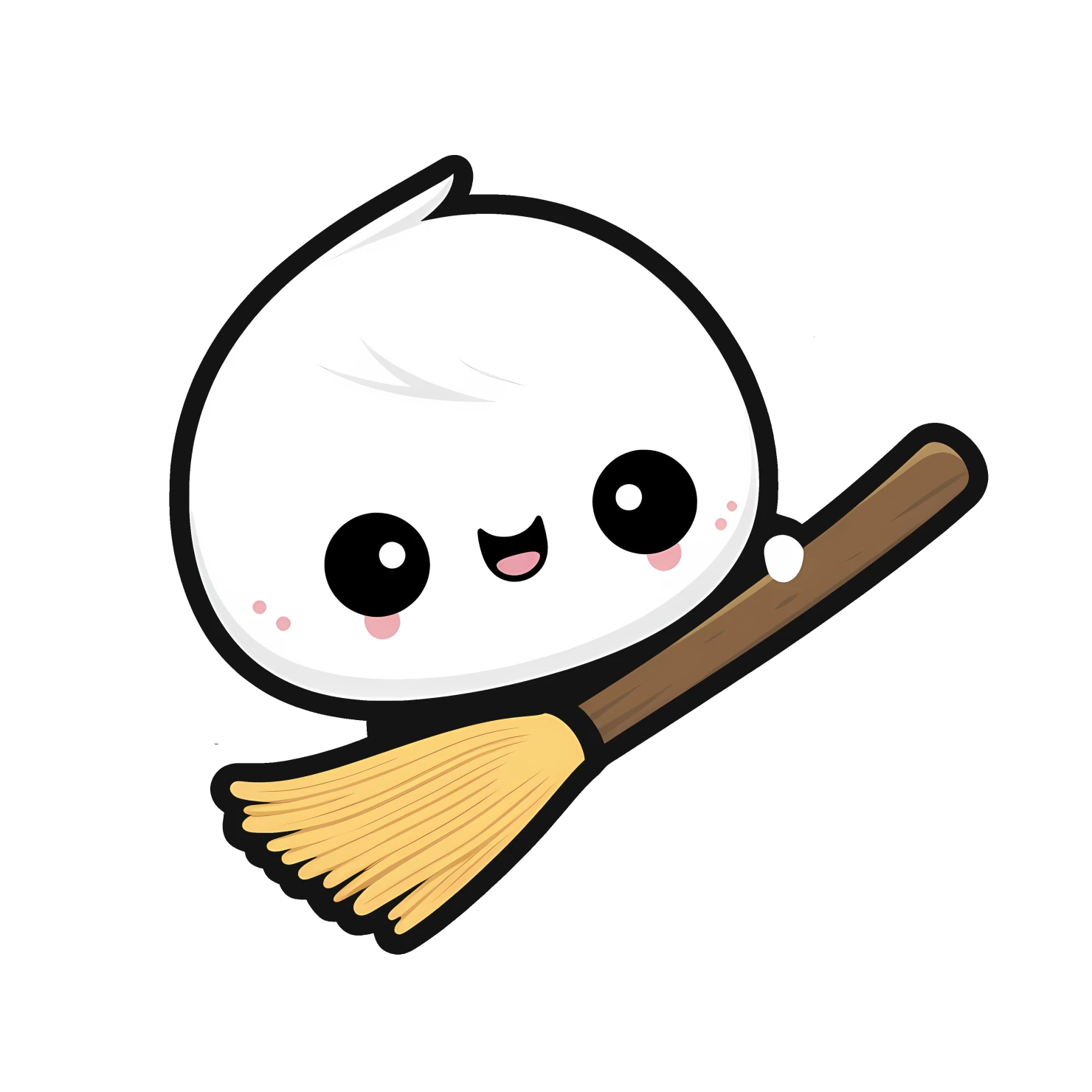 Kawaii flying broom sticker isolated on transparent background #24949