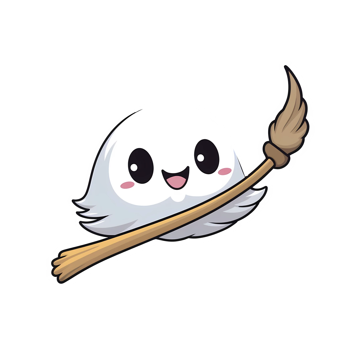 Kawaii flying broom sticker isolated on transparent background #24950