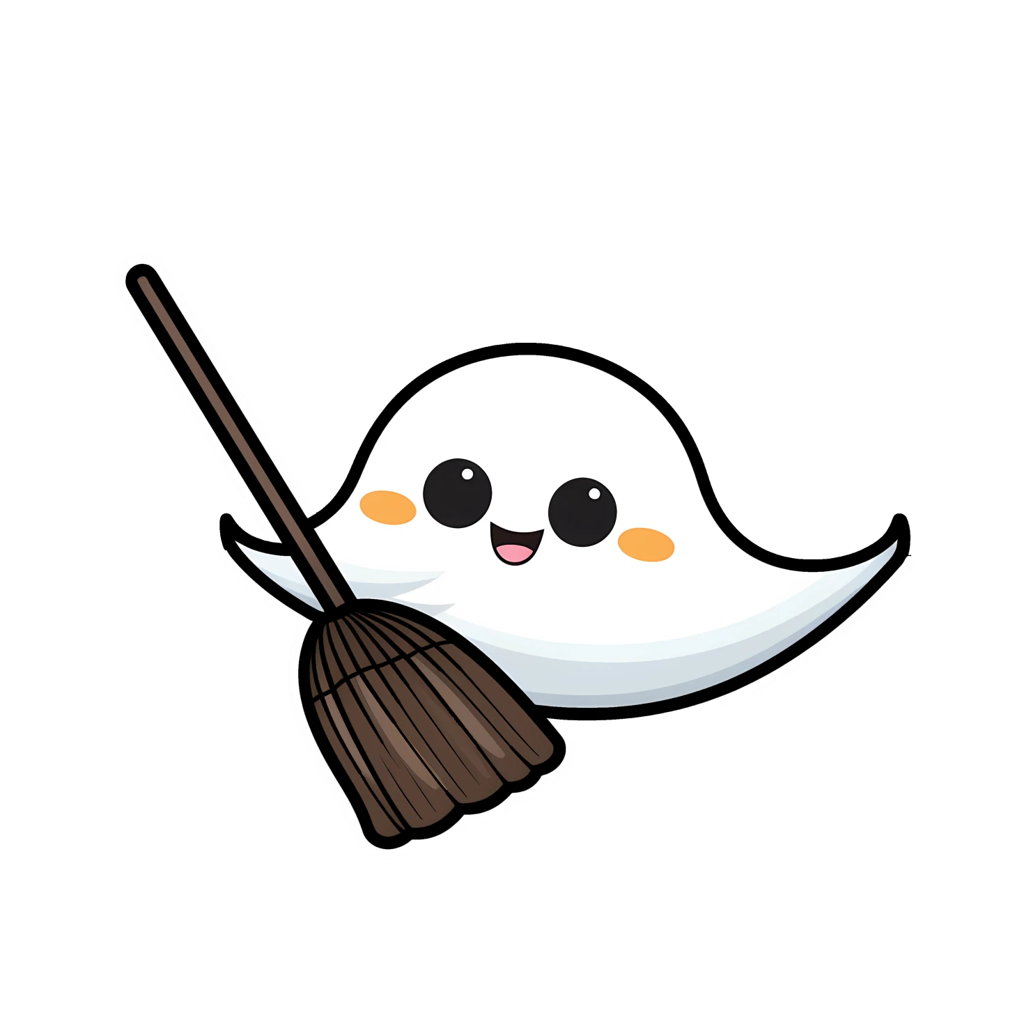 Kawaii flying broom sticker isolated on transparent background #24951