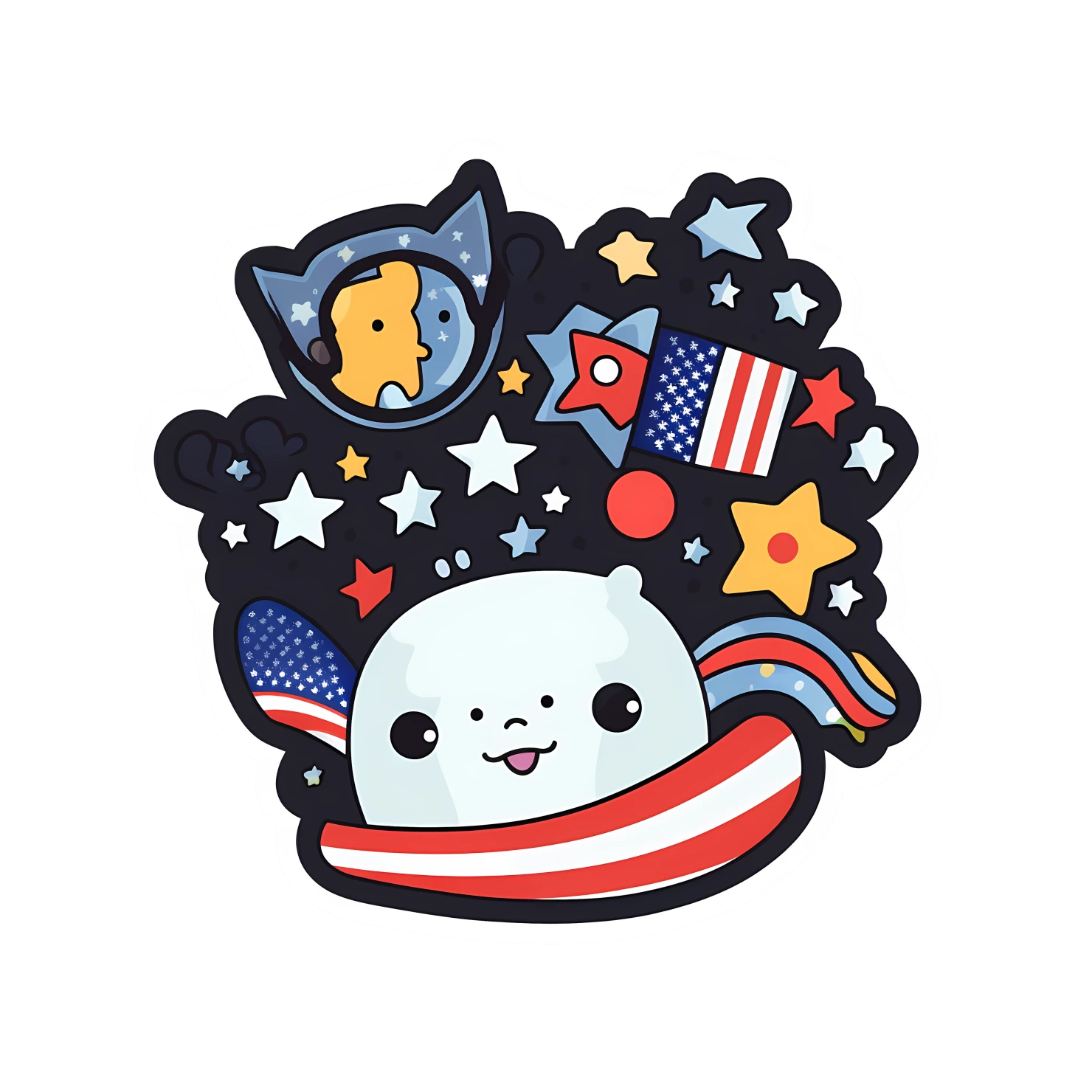 Kawaii fourth of July sticker isolated on transparent background #24956