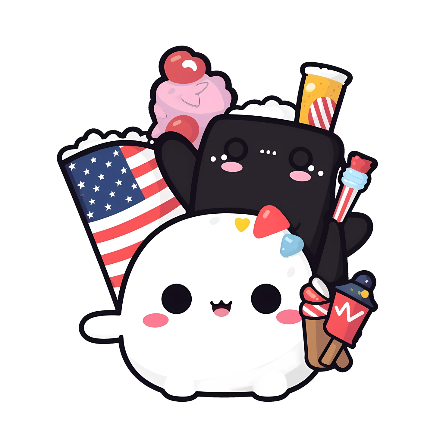Kawaii fourth of July sticker isolated on transparent background #24959