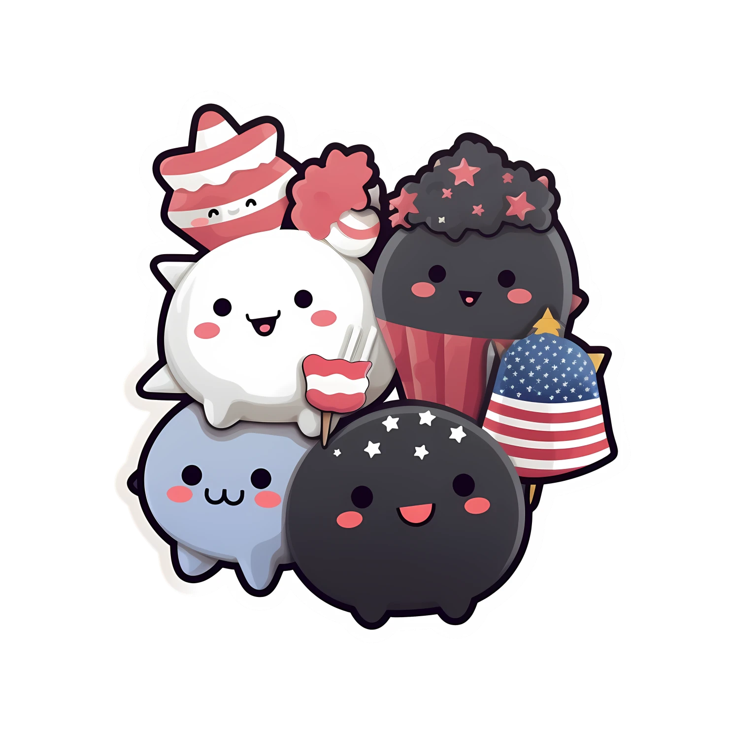Kawaii fourth of July sticker isolated on transparent background #24960