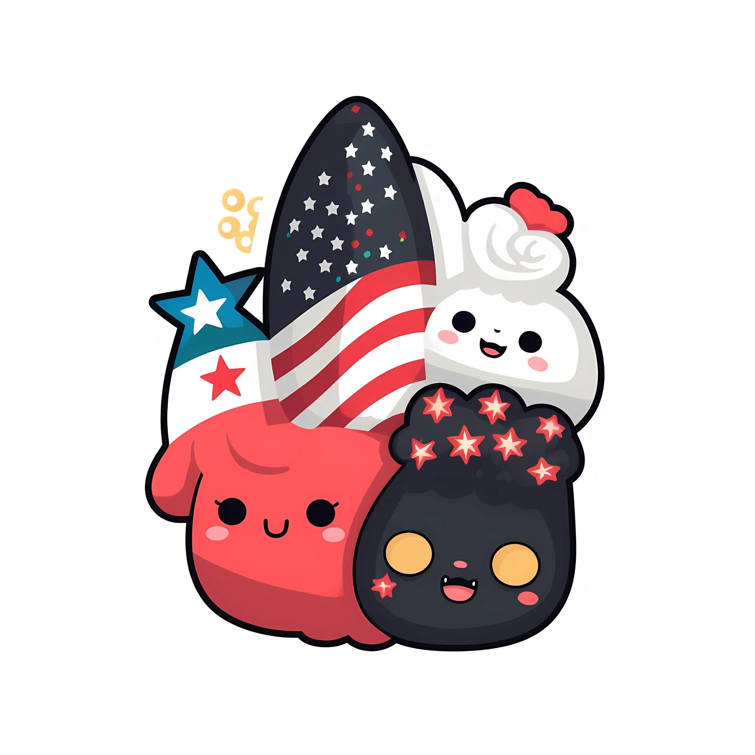 Kawaii fourth of July sticker isolated on transparent background #24962