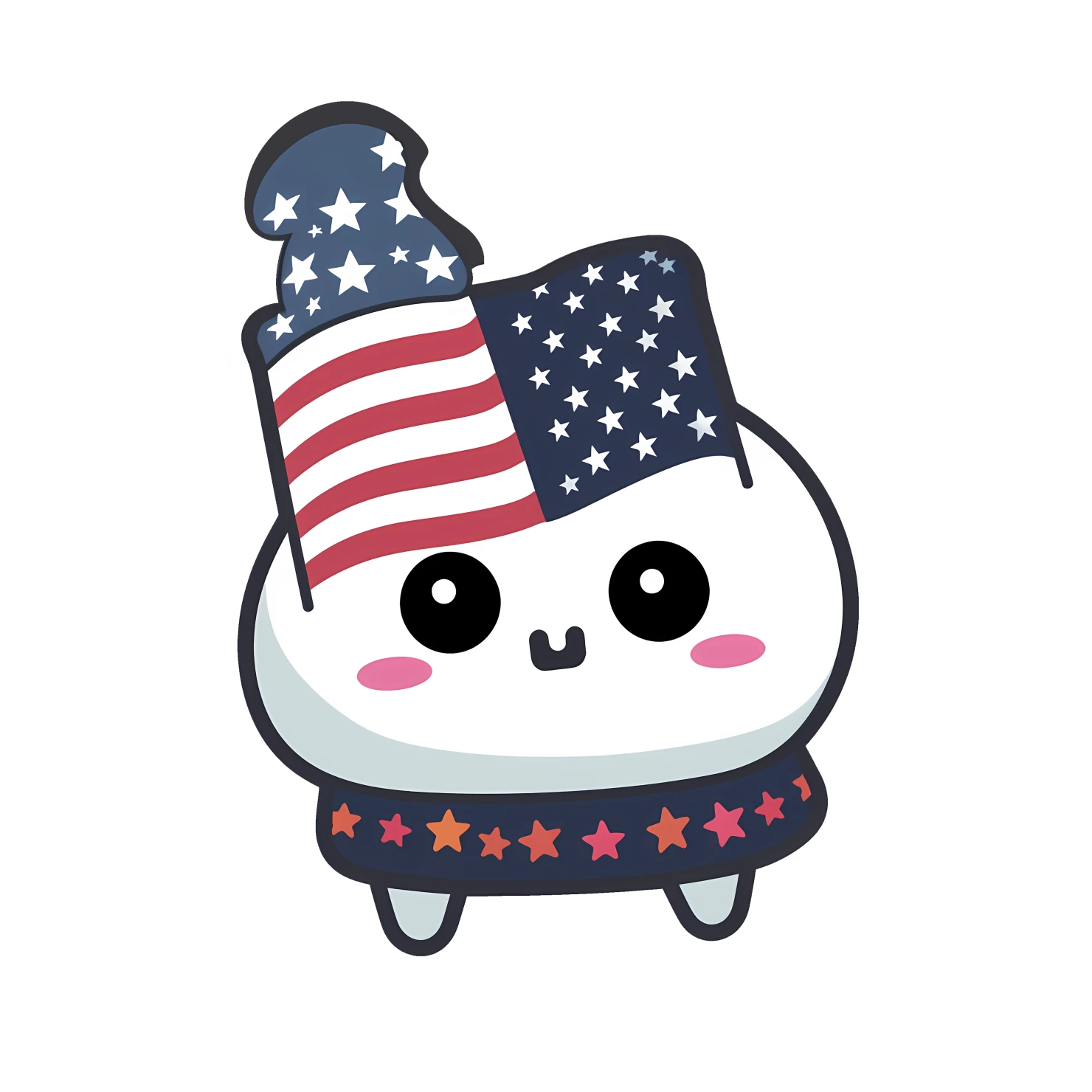 Kawaii fourth of July sticker isolated on transparent background #24964