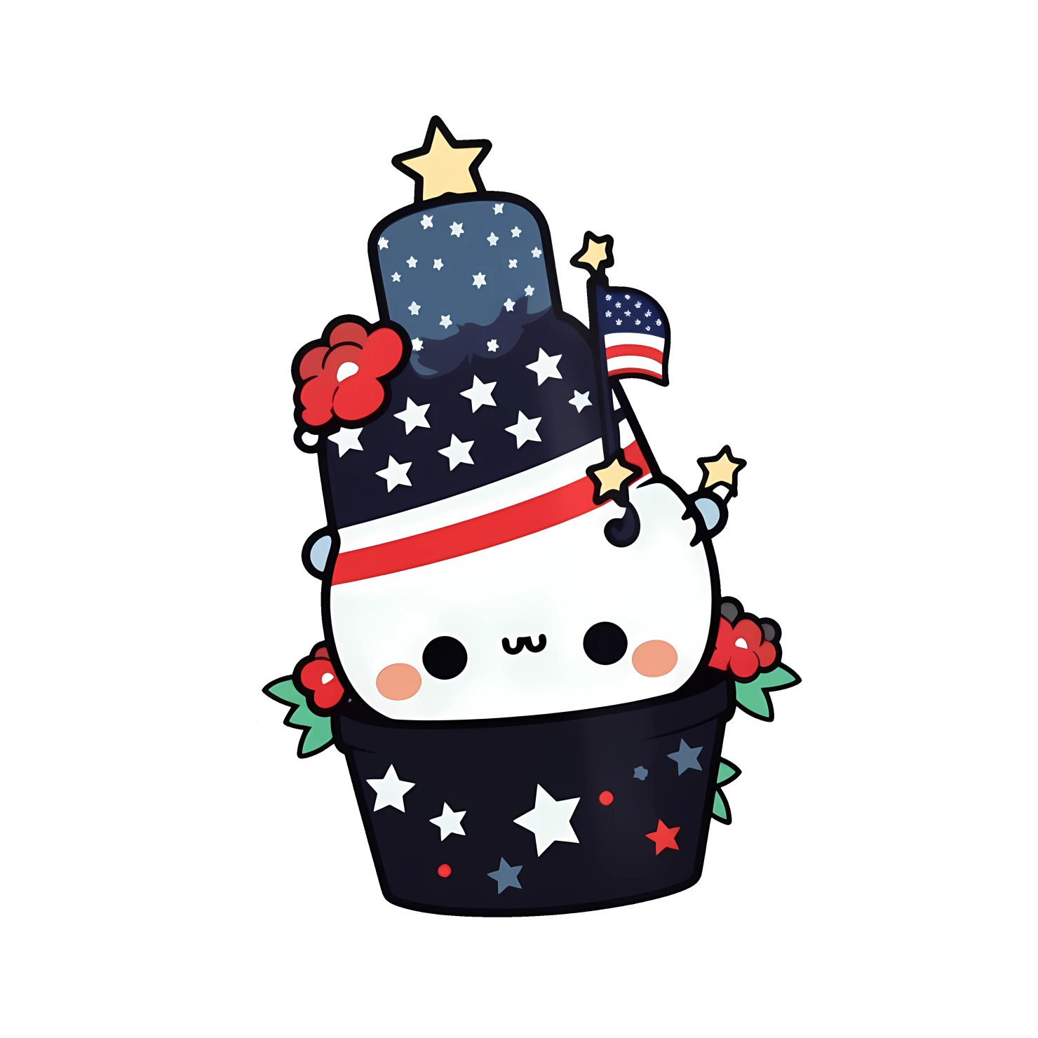 Kawaii fourth of July sticker isolated on transparent background #24965