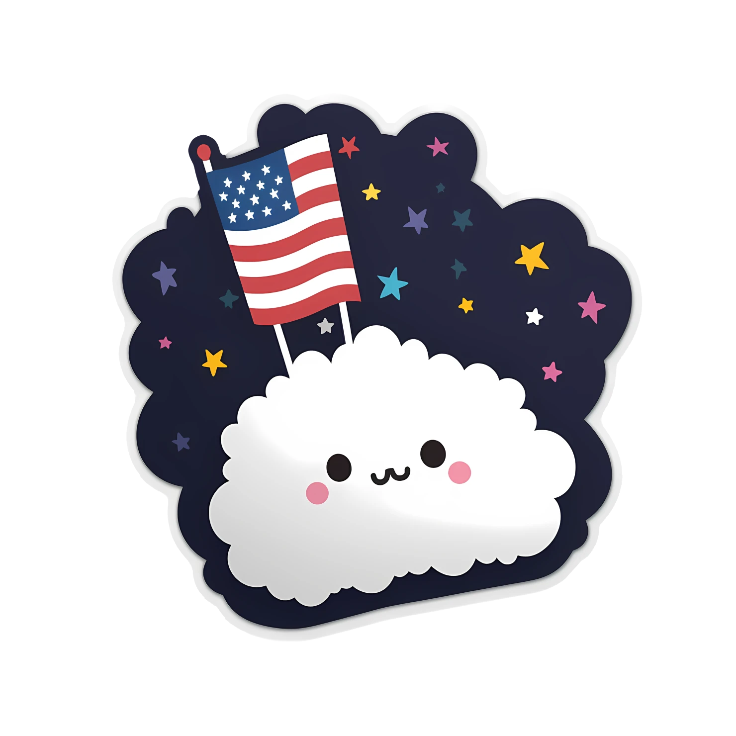 Kawaii fourth of July sticker isolated on transparent background #24970